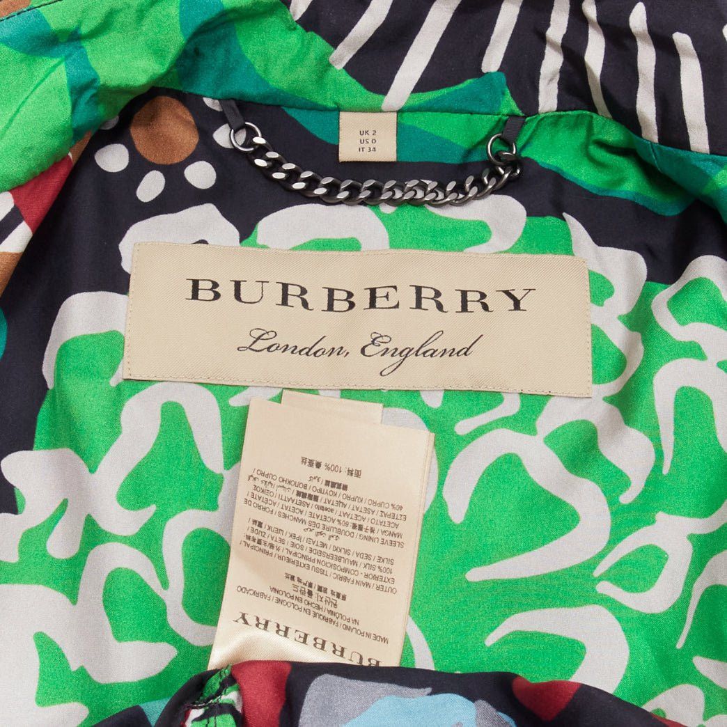 Burberry BURBERRY PRORSUM Runway 100% silk tropical floral print belted trench coat UK2 XXS Size XXS / US 00 / IT 34 - 9 Thumbnail