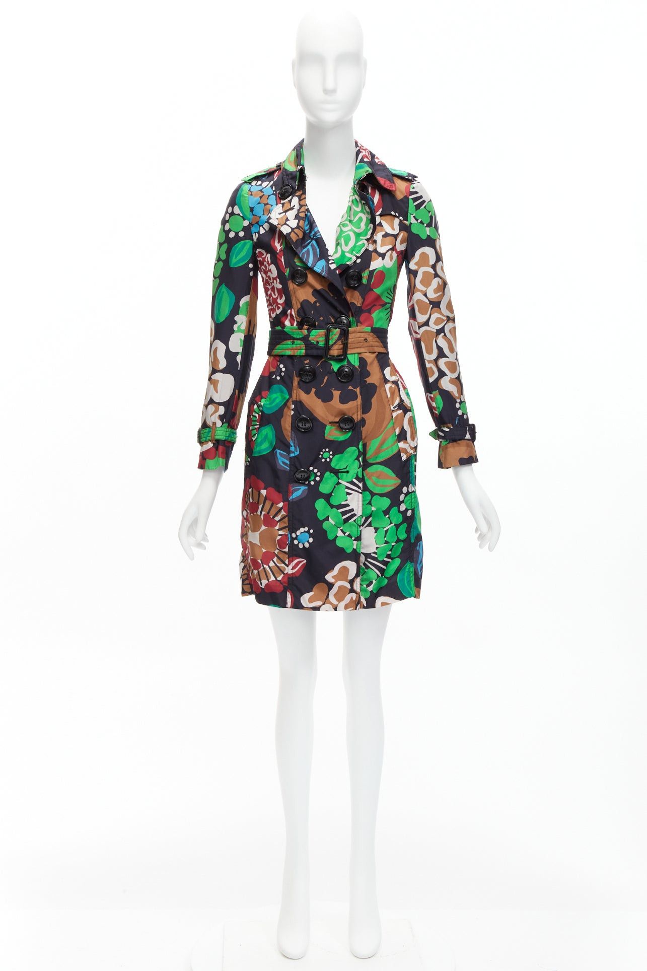 Burberry BURBERRY PRORSUM Runway 100% silk tropical floral print belted trench coat UK2 XXS Size XXS / US 00 / IT 34 - 10 Thumbnail