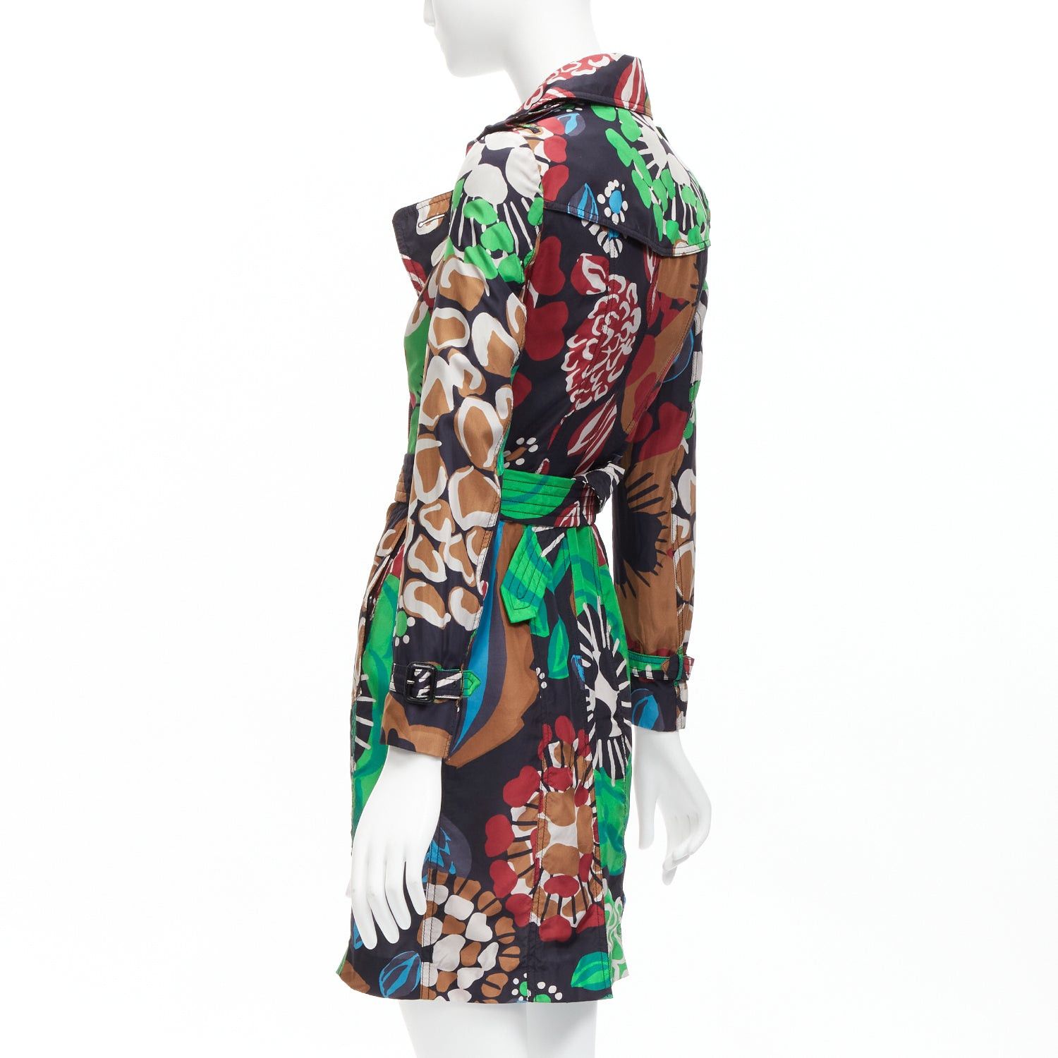 Burberry BURBERRY PRORSUM Runway 100% silk tropical floral print belted trench coat UK2 XXS Size XXS / US 00 / IT 34 - 7 Thumbnail