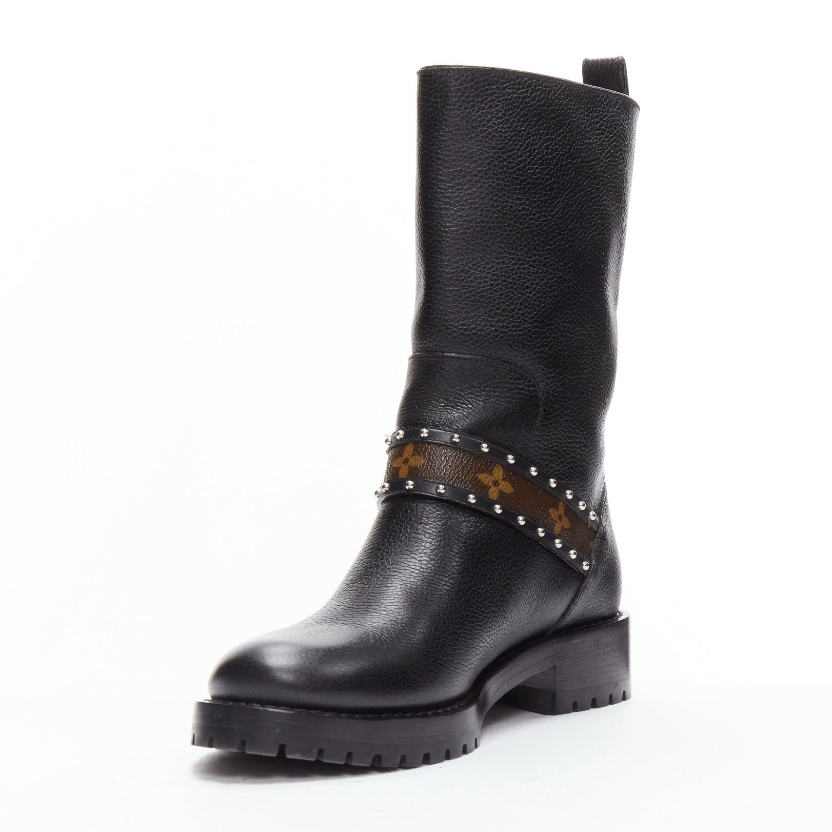 Louis Vuitton LOUIS VUITTON LV monogram top strap pull on motorcycle boots EU37 Size US 7 / IT 37 - 4 Thumbnail