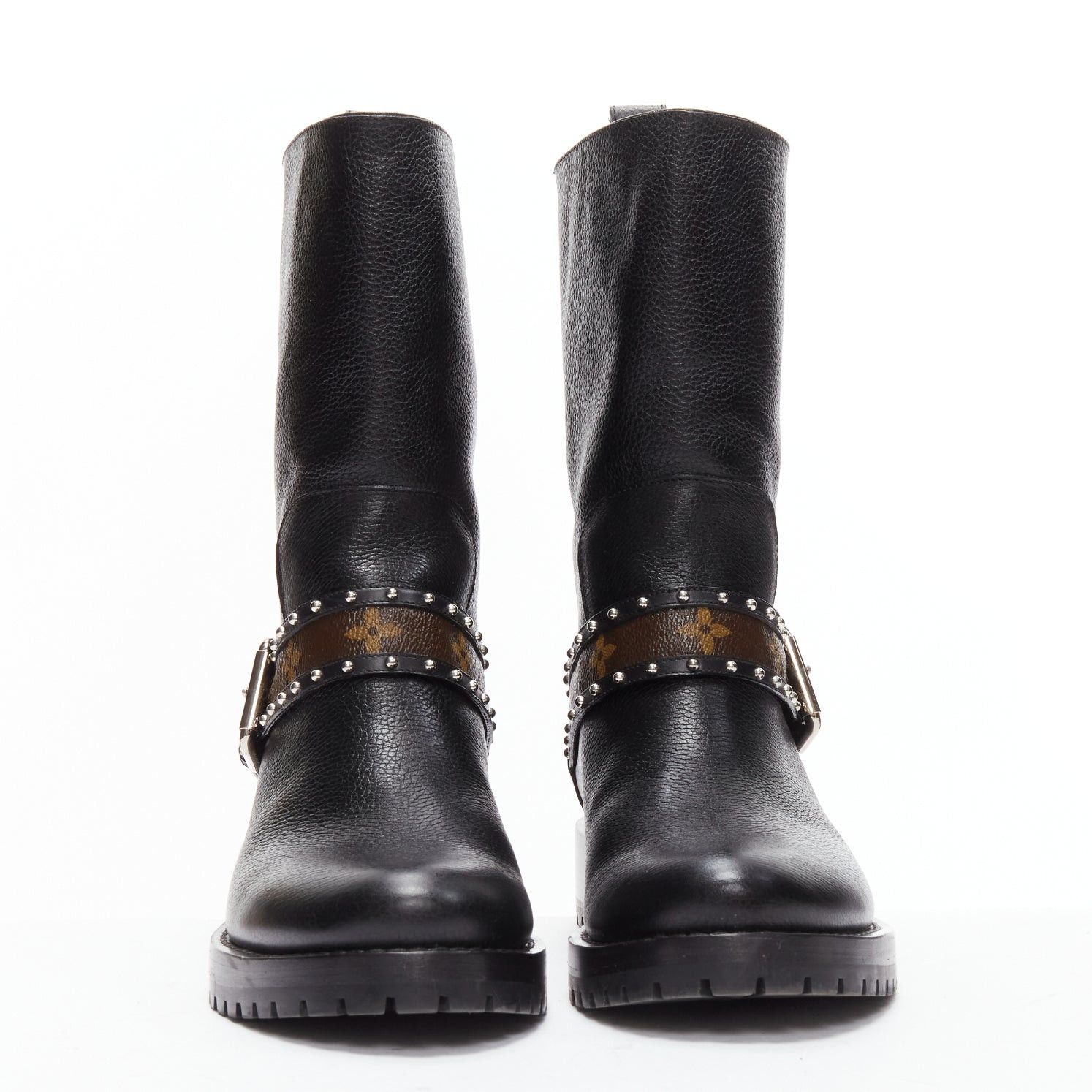Louis Vuitton LOUIS VUITTON LV monogram top strap pull on motorcycle boots EU37 Size US 7 / IT 37 - 3 Thumbnail
