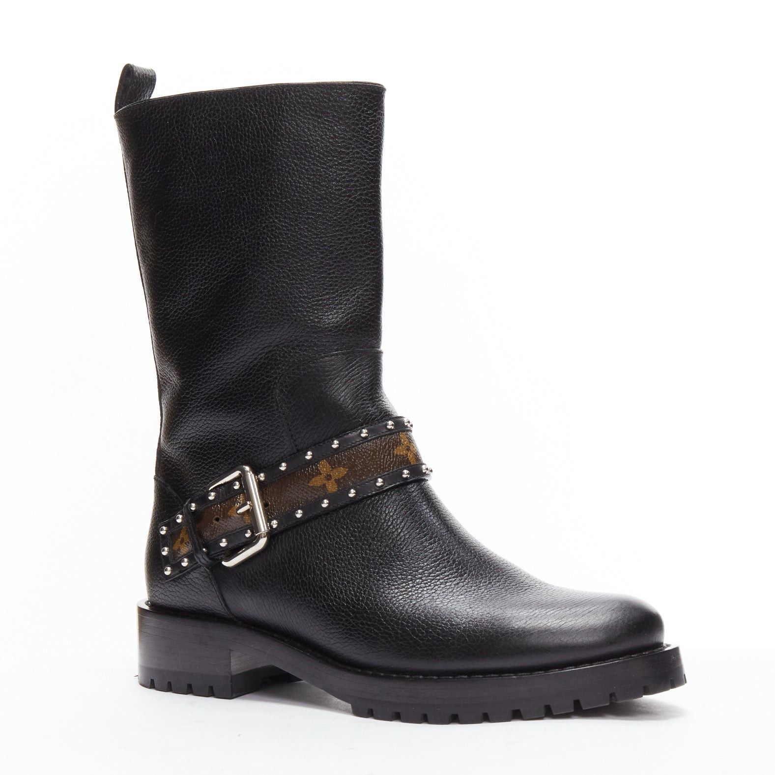 Louis Vuitton LOUIS VUITTON LV monogram top strap pull on motorcycle boots EU37 Size US 7 / IT 37 - 2 Thumbnail