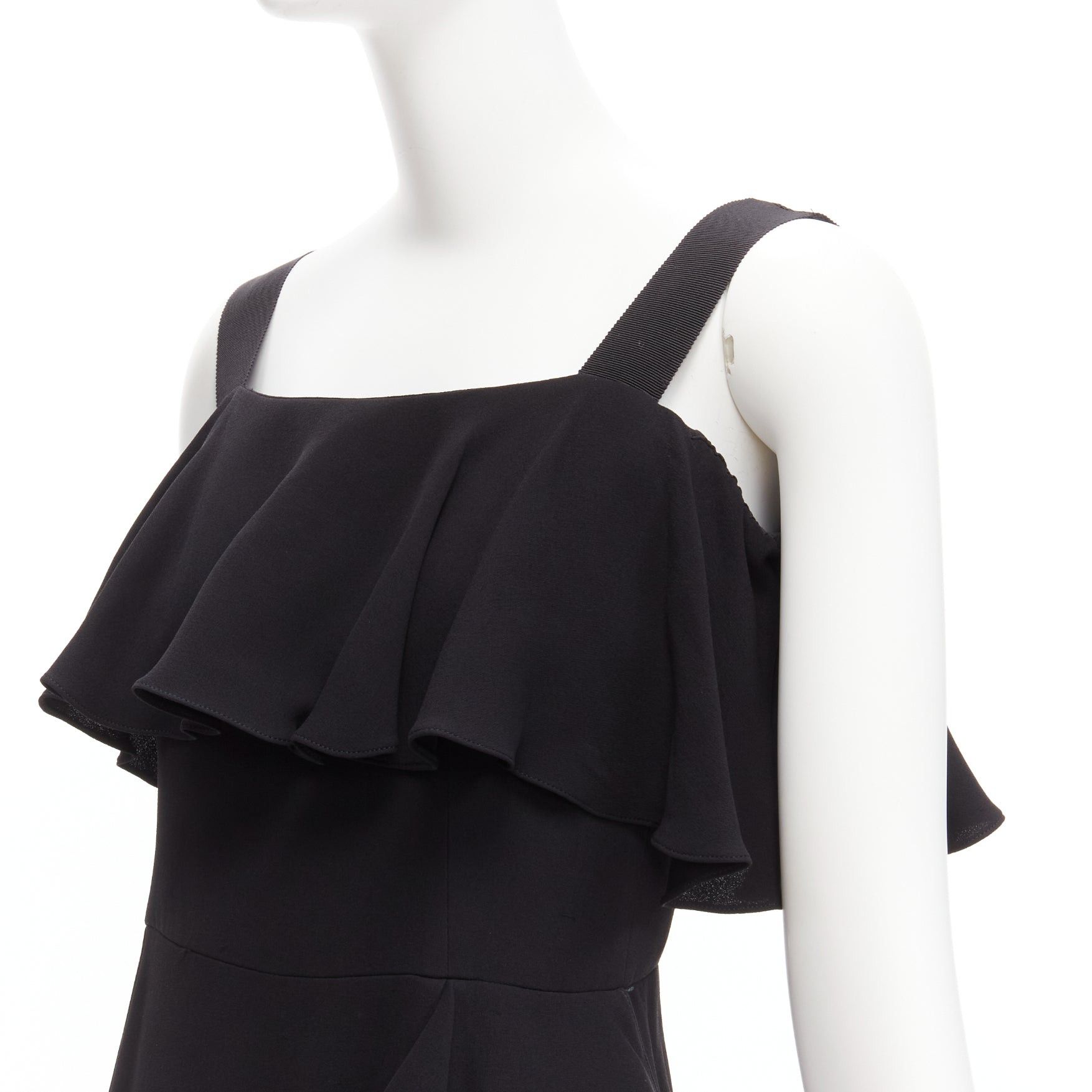 Alexander McQueen ALEXANDER MCQUEEN 2015 100% silk black asymmetric flutter asymmetric cocktail dress IT38 XS Size XS / US 0-2 / IT 36-38 - 2 Thumbnail