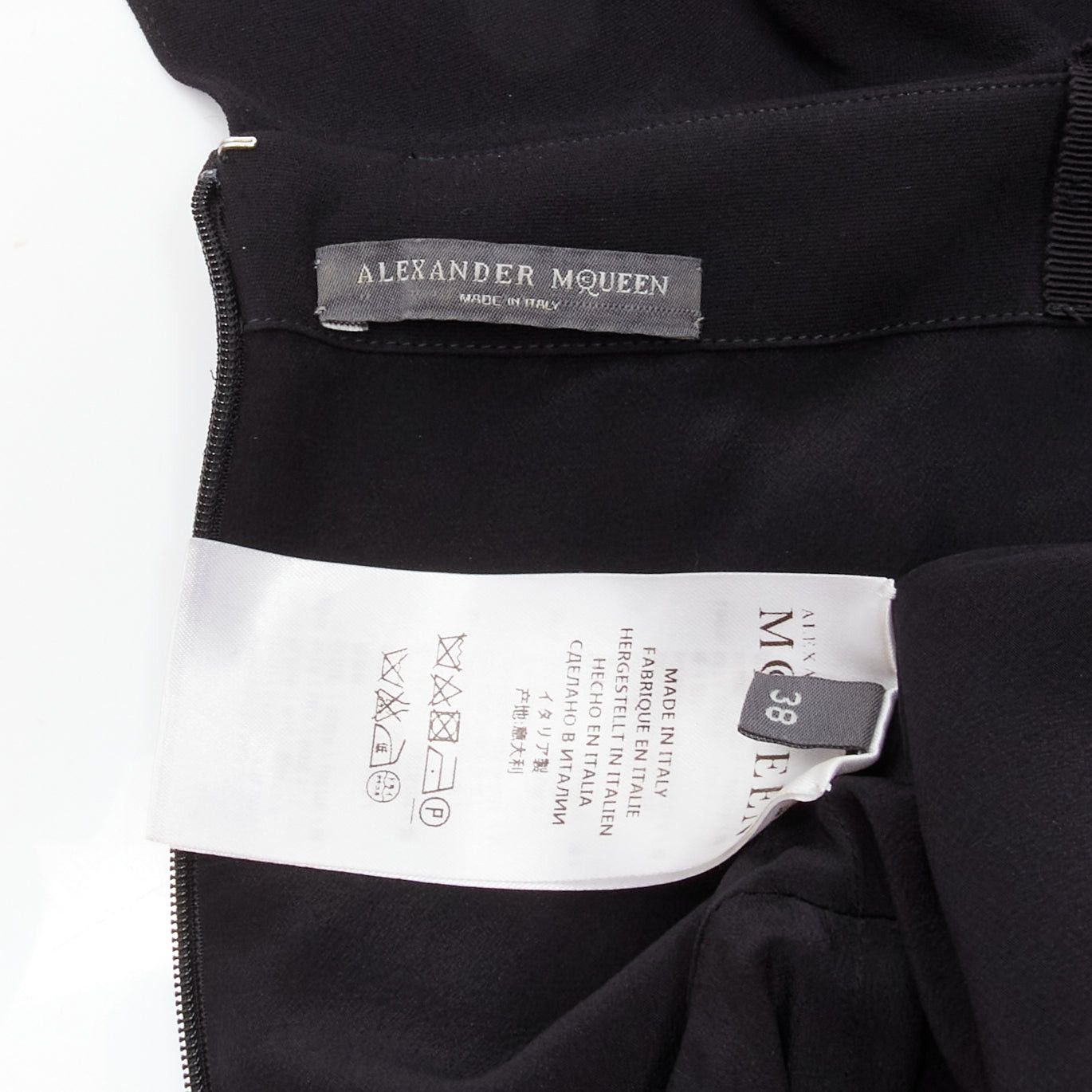 Alexander McQueen ALEXANDER MCQUEEN 2015 100% silk black asymmetric flutter asymmetric cocktail dress IT38 XS Size XS / US 0-2 / IT 36-38 - 9 Thumbnail