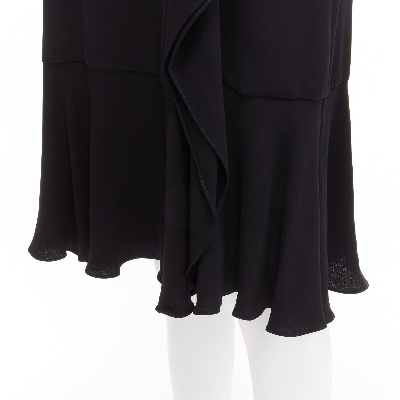 Alexander McQueen ALEXANDER MCQUEEN 2015 100% silk black asymmetric flutter asymmetric cocktail dress IT38 XS Size XS / US 0-2 / IT 36-38 - 8 Thumbnail