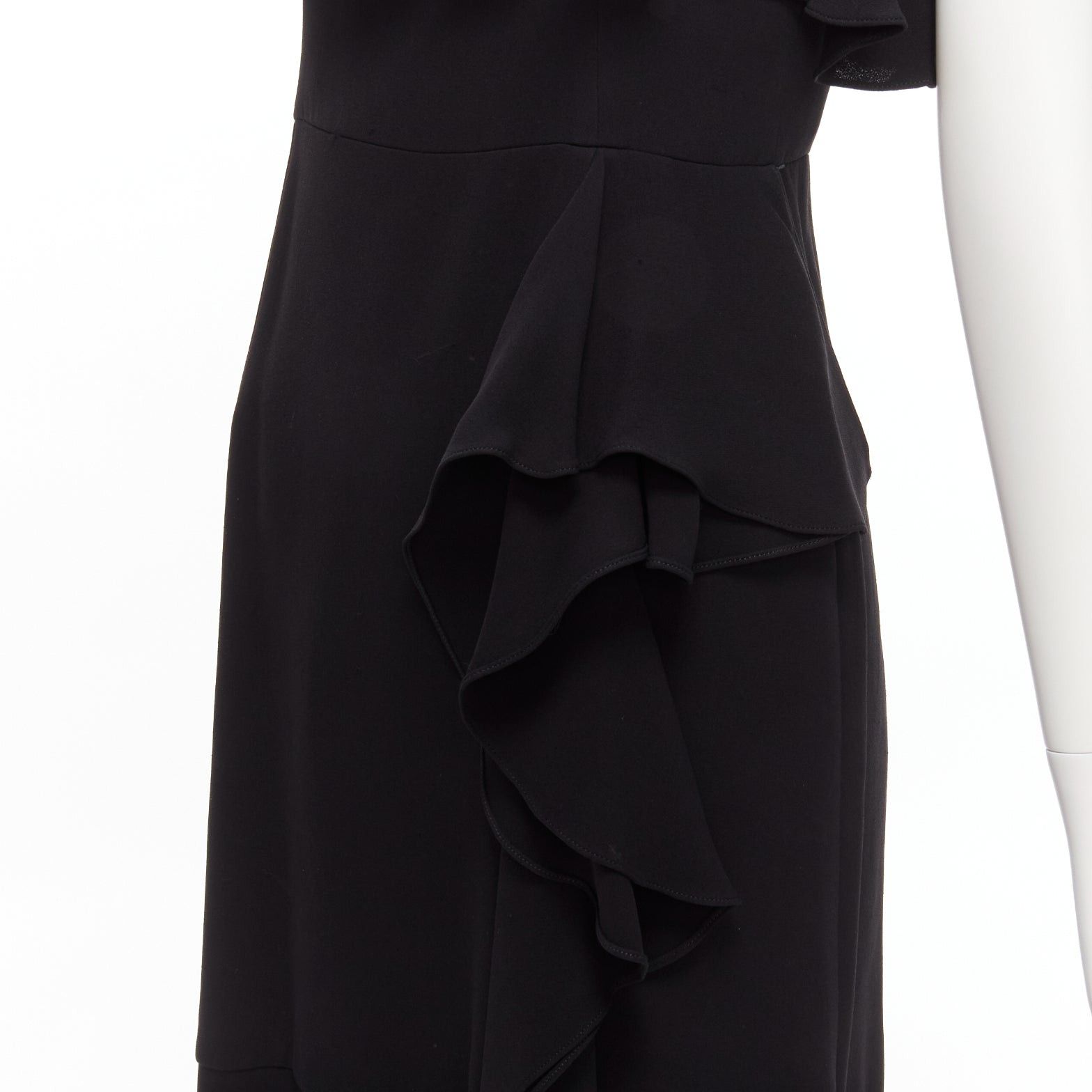 Alexander McQueen ALEXANDER MCQUEEN 2015 100% silk black asymmetric flutter asymmetric cocktail dress IT38 XS Size XS / US 0-2 / IT 36-38 - 7 Thumbnail
