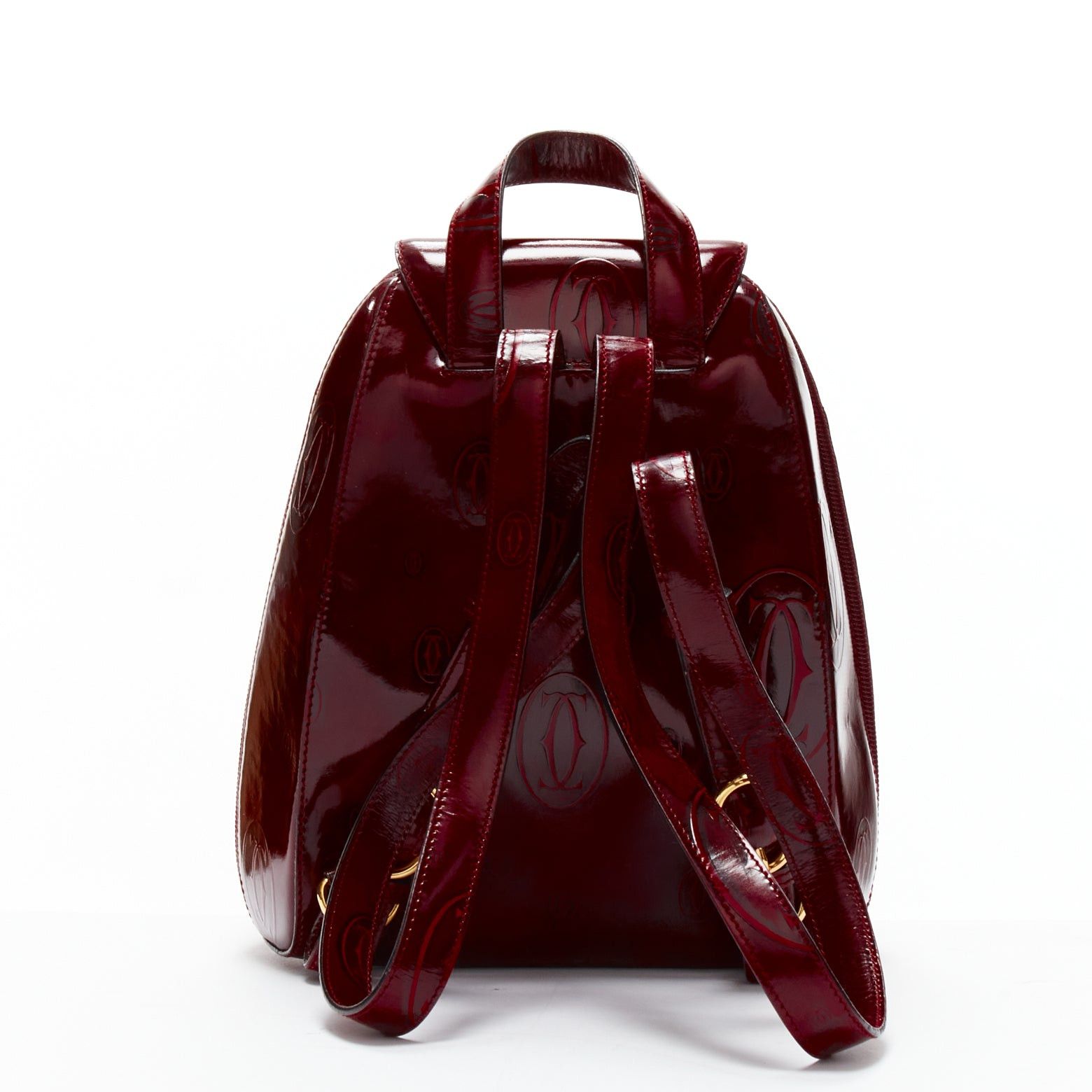 Cartier CARTIER Happy Birthday Bordeaux red hard calfskin logo boxy backpack Size ONE SIZE - 4 Thumbnail