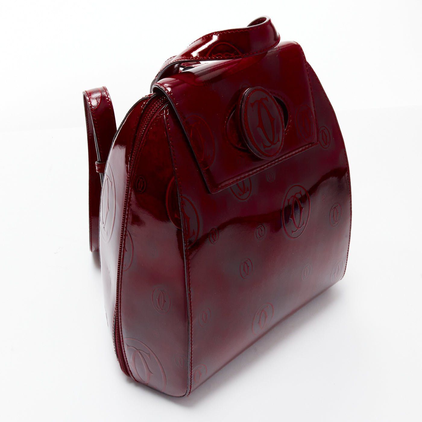 Cartier CARTIER Happy Birthday Bordeaux red hard calfskin logo boxy backpack Size ONE SIZE - 6 Thumbnail