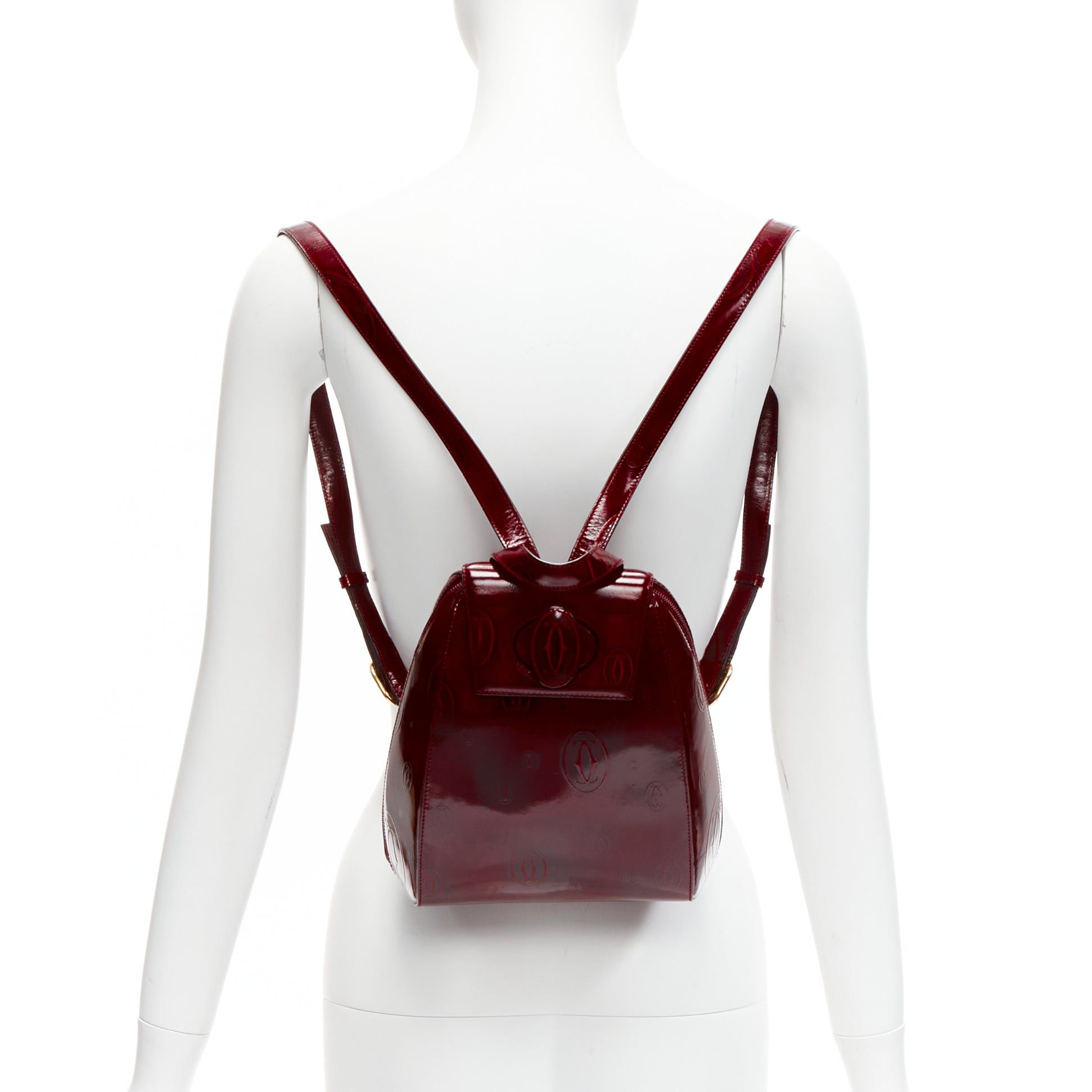 Cartier CARTIER Happy Birthday Bordeaux red hard calfskin logo boxy backpack Size ONE SIZE - 2 Thumbnail