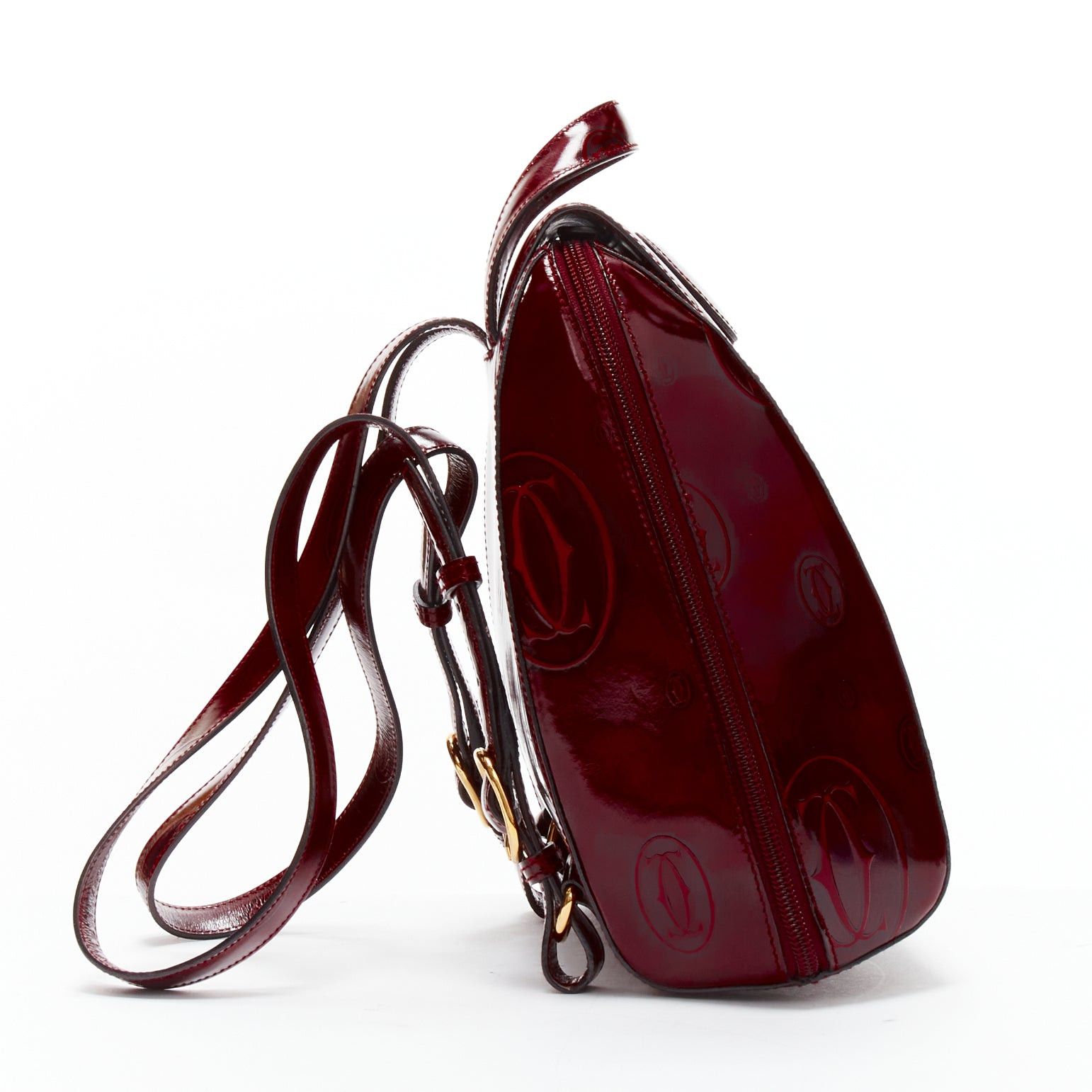 Cartier CARTIER Happy Birthday Bordeaux red hard calfskin logo boxy backpack Size ONE SIZE - 3 Thumbnail