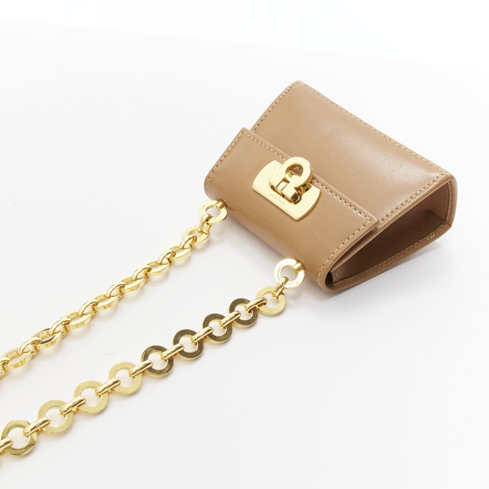 Salvatore Ferragamo SALVATORE FERRAGAMO Vintage Gancini brown gold chain mini waist bag Size ONE SIZE - 7 Thumbnail
