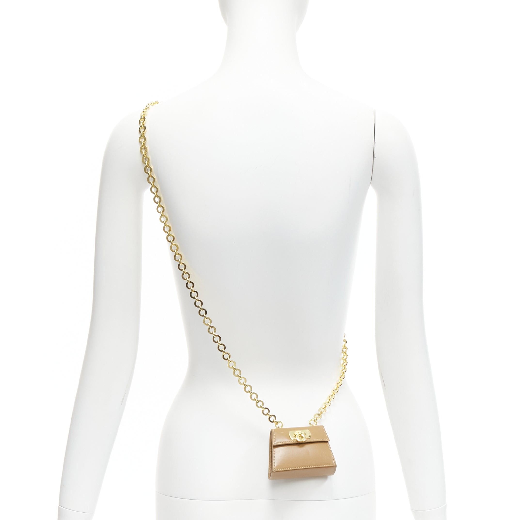 Salvatore Ferragamo SALVATORE FERRAGAMO Vintage Gancini brown gold chain mini waist bag Size ONE SIZE - 2 Thumbnail