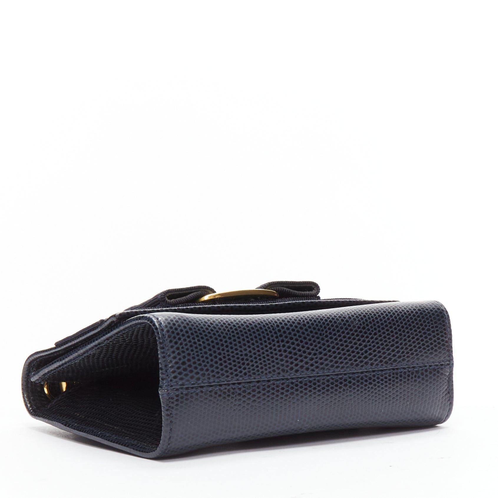 Salvatore Ferragamo SALVATORE FERRAGAMO Vara Bow black scaled leather gold chain shoulder waist bag Size ONE SIZE - 6 Thumbnail