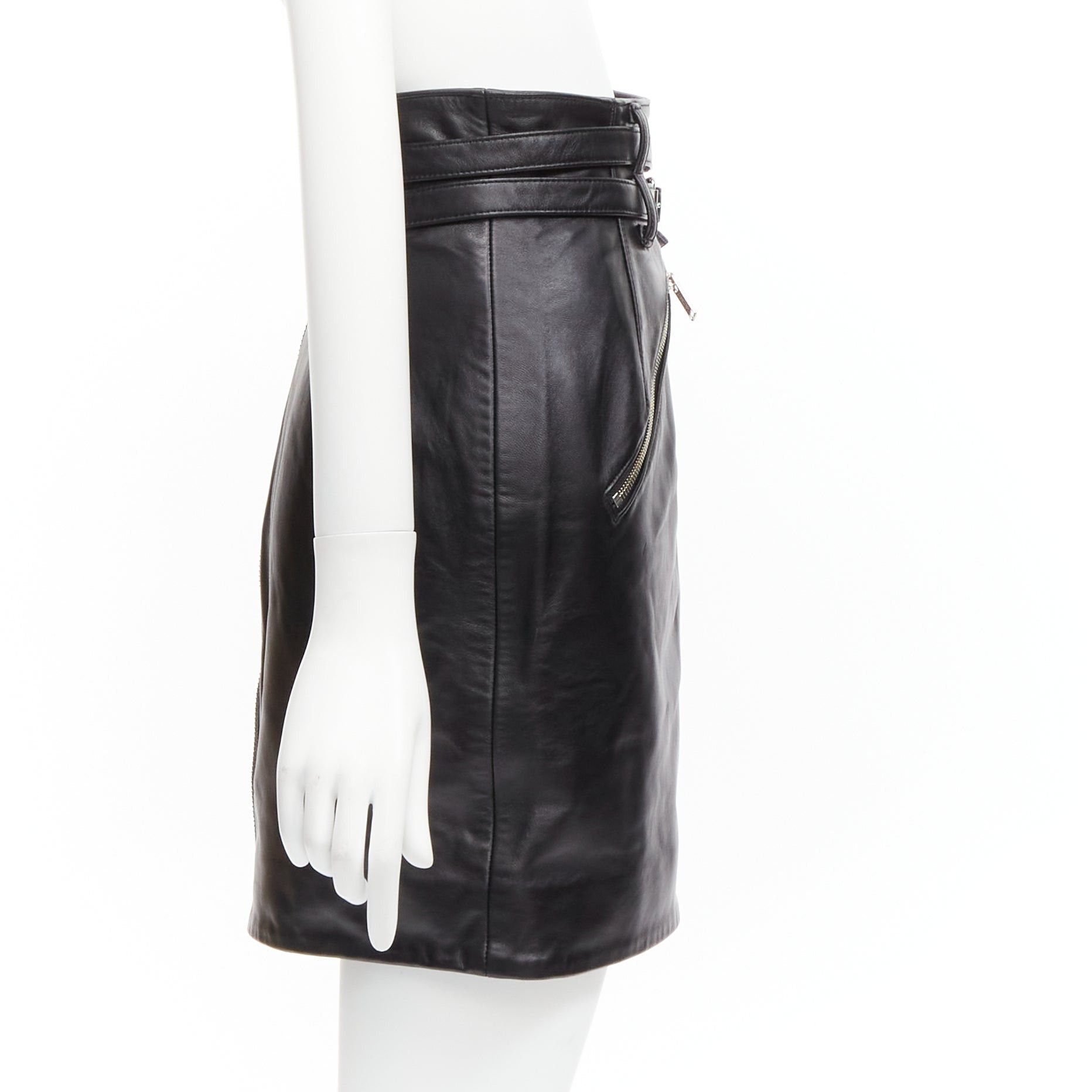 Undercover new UNDERCOVER black sheep leather silver zip motorcycle biker skirt JP2 M Size 28" / US 6 / IT 42 - 4 Thumbnail