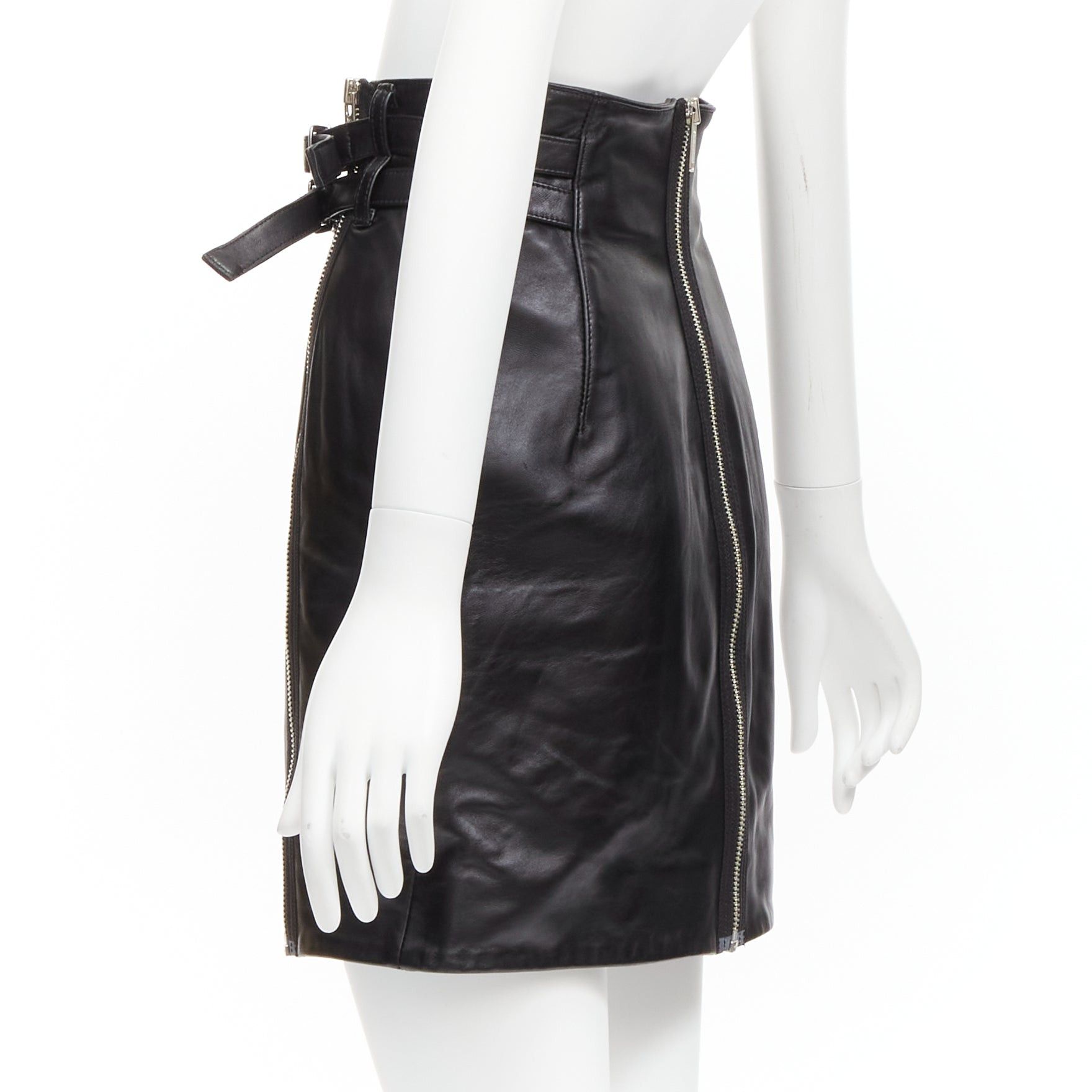 Undercover new UNDERCOVER black sheep leather silver zip motorcycle biker skirt JP2 M Size 28" / US 6 / IT 42 - 6 Thumbnail