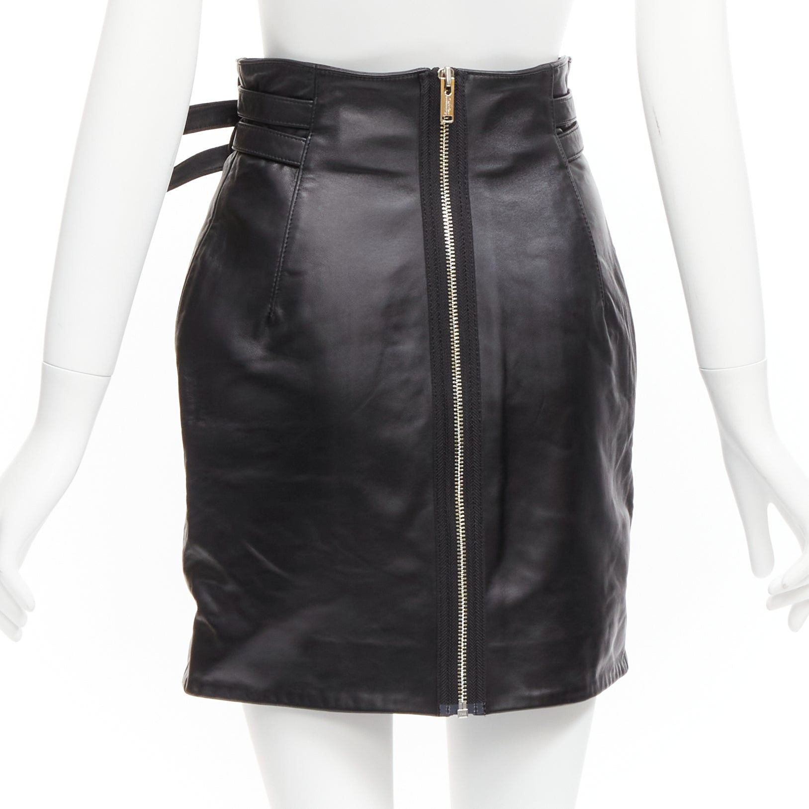 Undercover new UNDERCOVER black sheep leather silver zip motorcycle biker skirt JP2 M Size 28" / US 6 / IT 42 - 5 Thumbnail