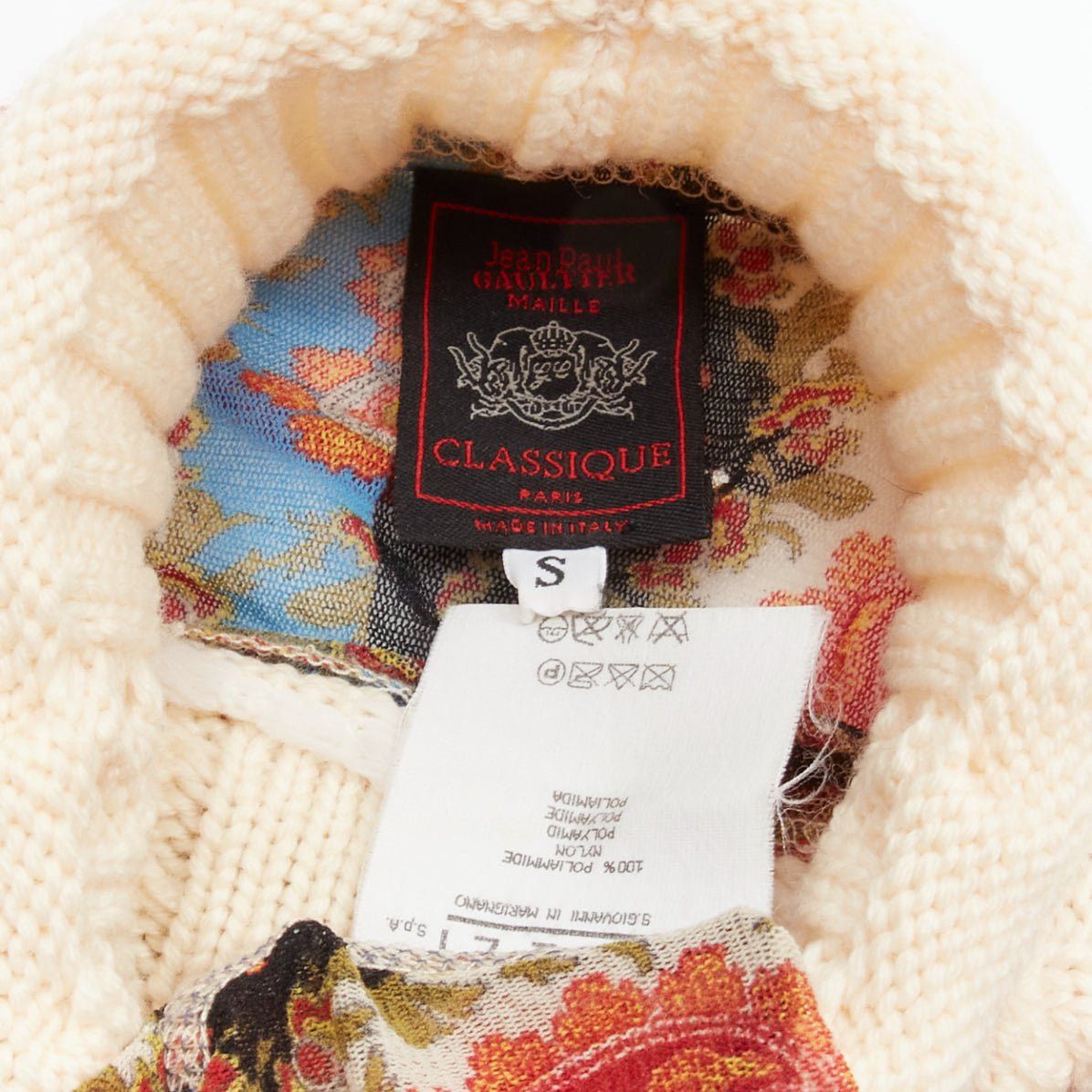 Jean Paul Gaultier JEAN PAUL GAULTIER Maille Vintage red paisley print sheer mesh cable knit turtleneck S Size S / US 4 / IT 40 - 8 Thumbnail