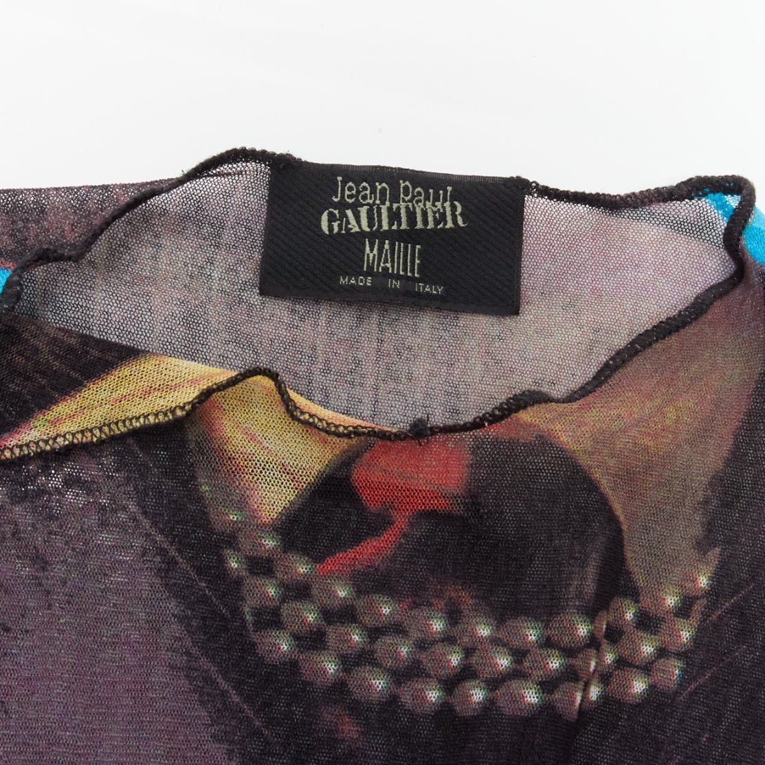 Jean Paul Gaultier rare JEAN PAUL GAULTIER MAILLE 1997 Vintage Runway tromp loeil body print sheer dress Size S / US 4 / IT 40 - 9 Thumbnail