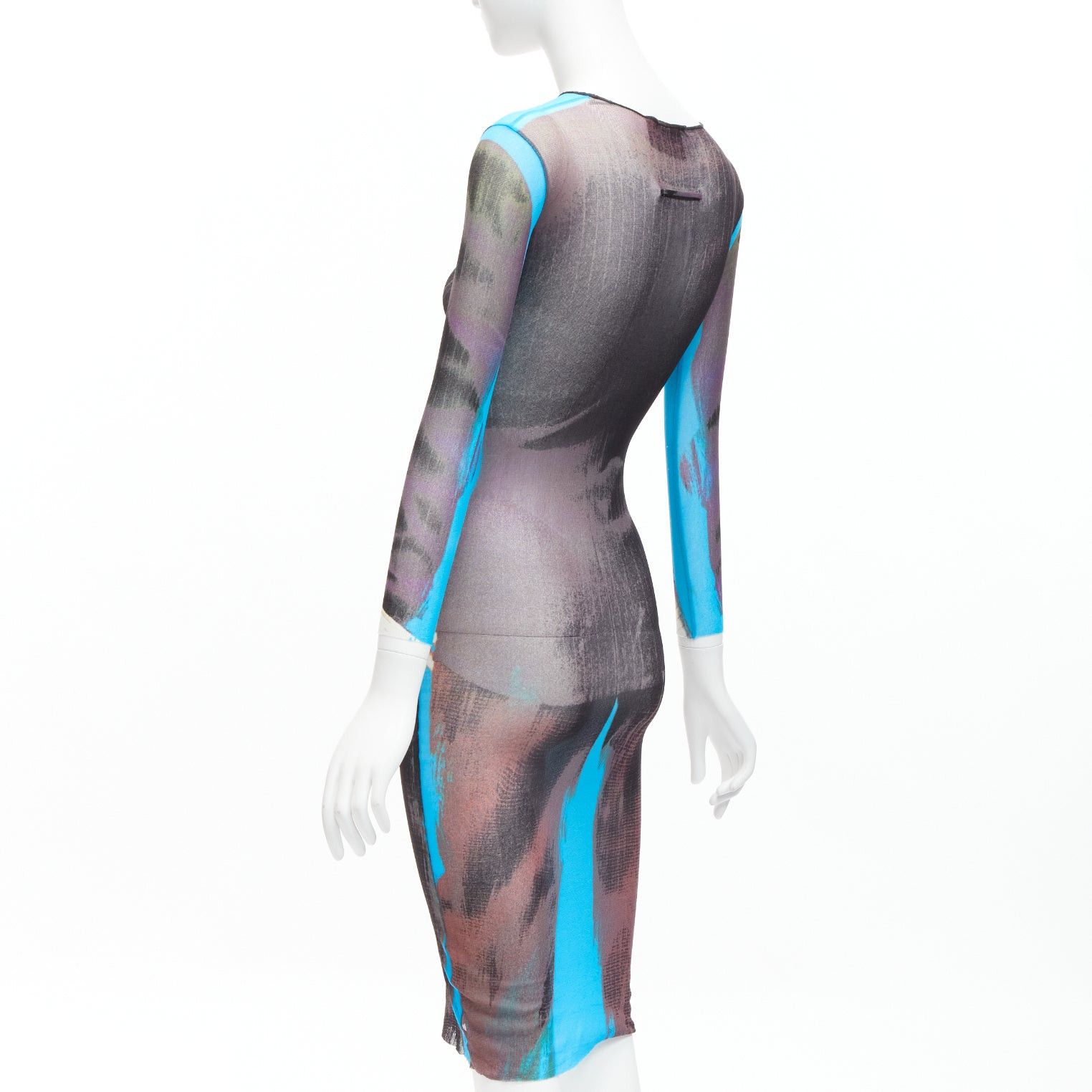 Jean Paul Gaultier rare JEAN PAUL GAULTIER MAILLE 1997 Vintage Runway tromp loeil body print sheer dress Size S / US 4 / IT 40 - 6 Thumbnail