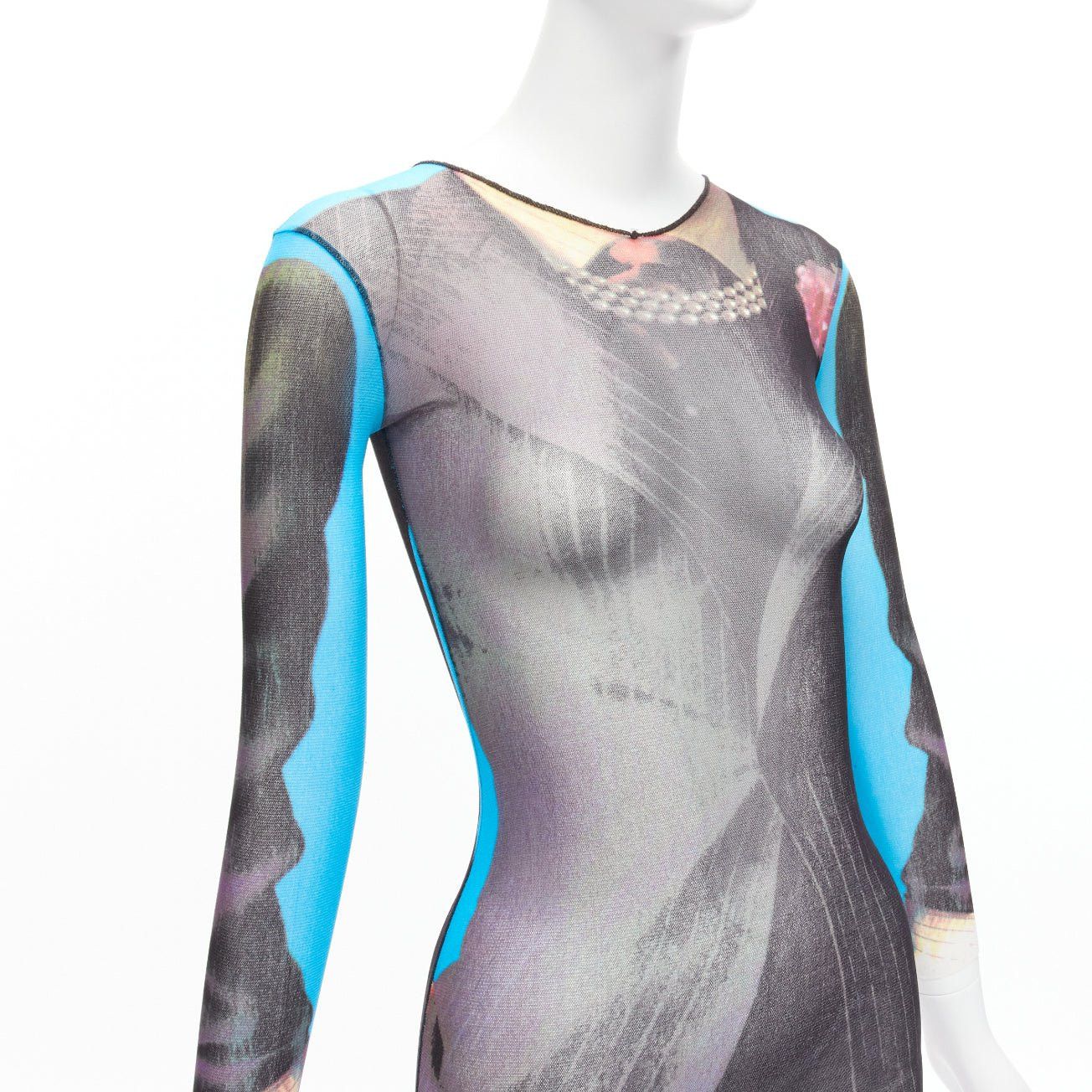 Jean Paul Gaultier rare JEAN PAUL GAULTIER MAILLE 1997 Vintage Runway tromp loeil body print sheer dress Size S / US 4 / IT 40 - 8 Thumbnail