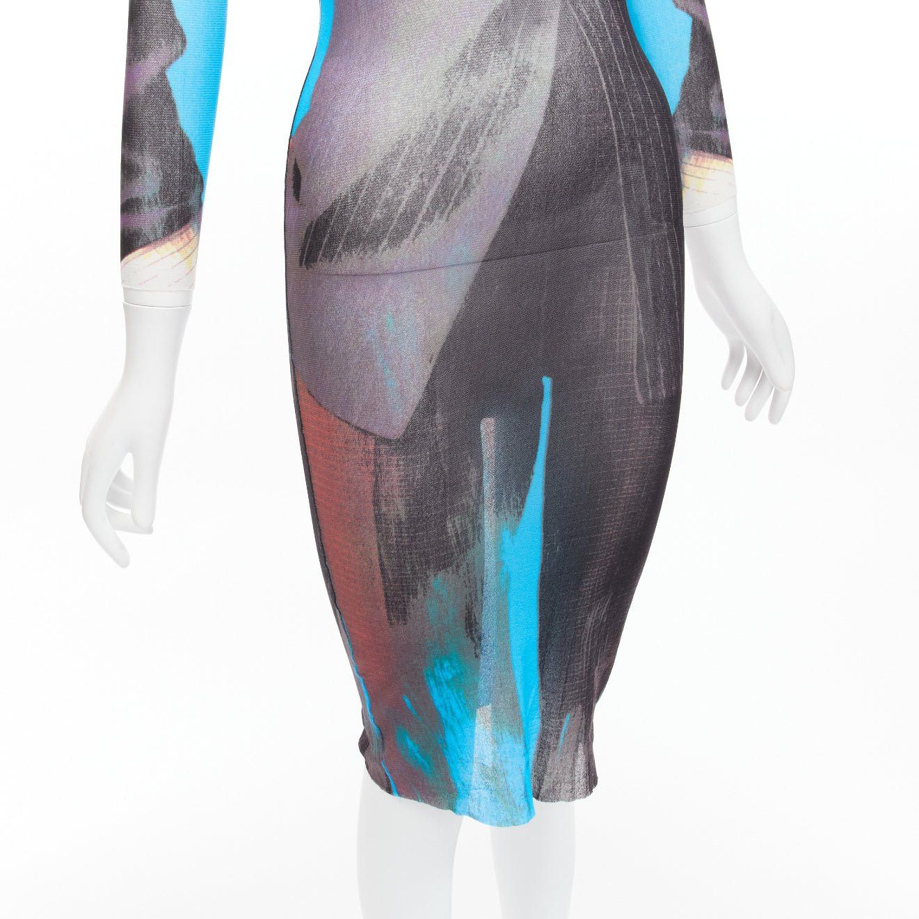 Jean Paul Gaultier rare JEAN PAUL GAULTIER MAILLE 1997 Vintage Runway tromp loeil body print sheer dress Size S / US 4 / IT 40 - 2 Thumbnail