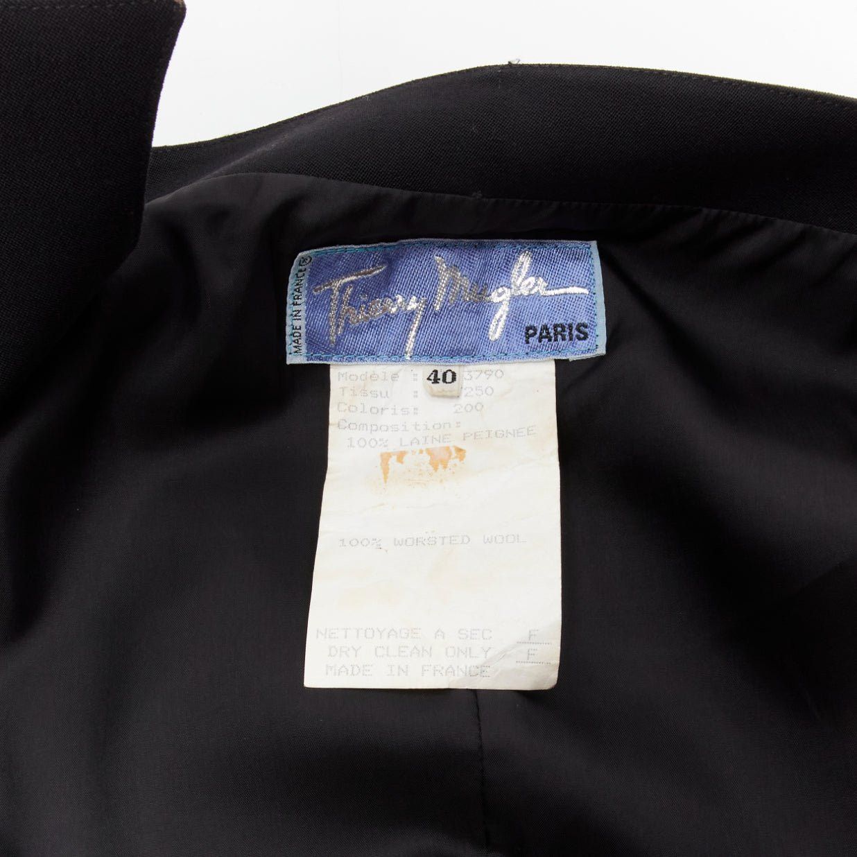 Thierry Mugler rare THIERRY MUGLER Vintage black combed wool geometric velvet trim peplum jacket IT40 S Size S / US 4 / IT 40 - 9 Thumbnail