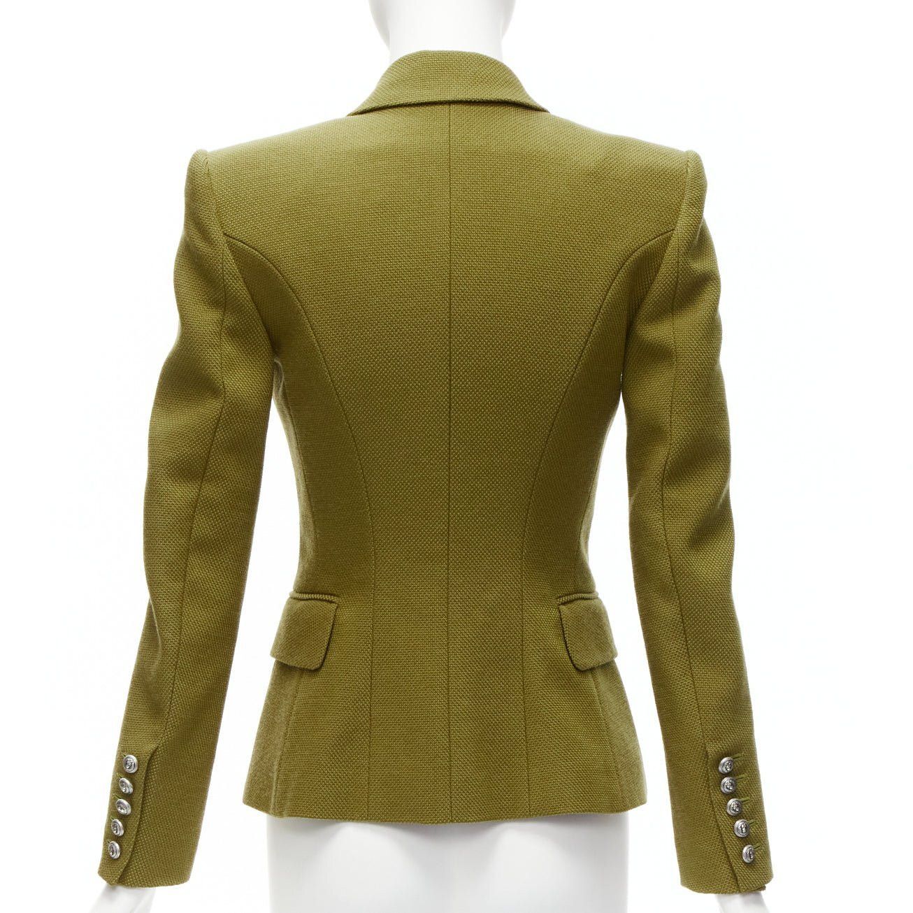 Balmain BALMAIN green silver lion button double breasted military blazer jacket FR36 S Size S / US 4 / IT 40 - 6 Thumbnail