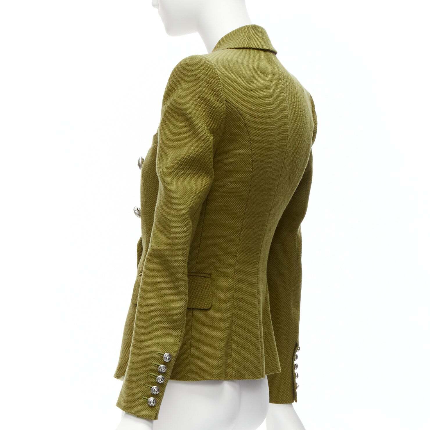 Balmain BALMAIN green silver lion button double breasted military blazer jacket FR36 S Size S / US 4 / IT 40 - 7 Thumbnail