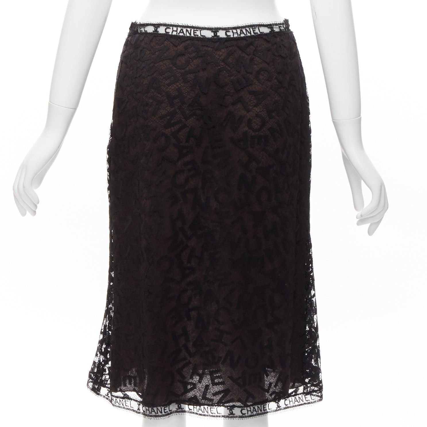 Chanel rare CHANEL 98A Karl Lagerfeld Runway Vintage black CC logo lace cami skirt set FR40 L Size M / US 6-8 / IT 42-44 - 9 Thumbnail
