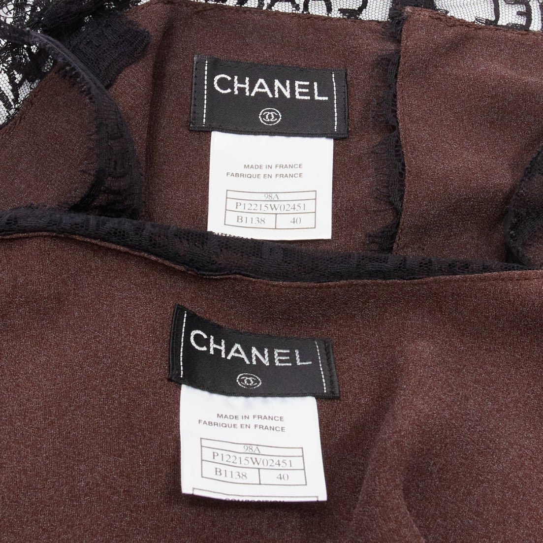 Chanel rare CHANEL 98A Karl Lagerfeld Runway Vintage black CC logo lace cami skirt set FR40 L Size M / US 6-8 / IT 42-44 - 11 Thumbnail