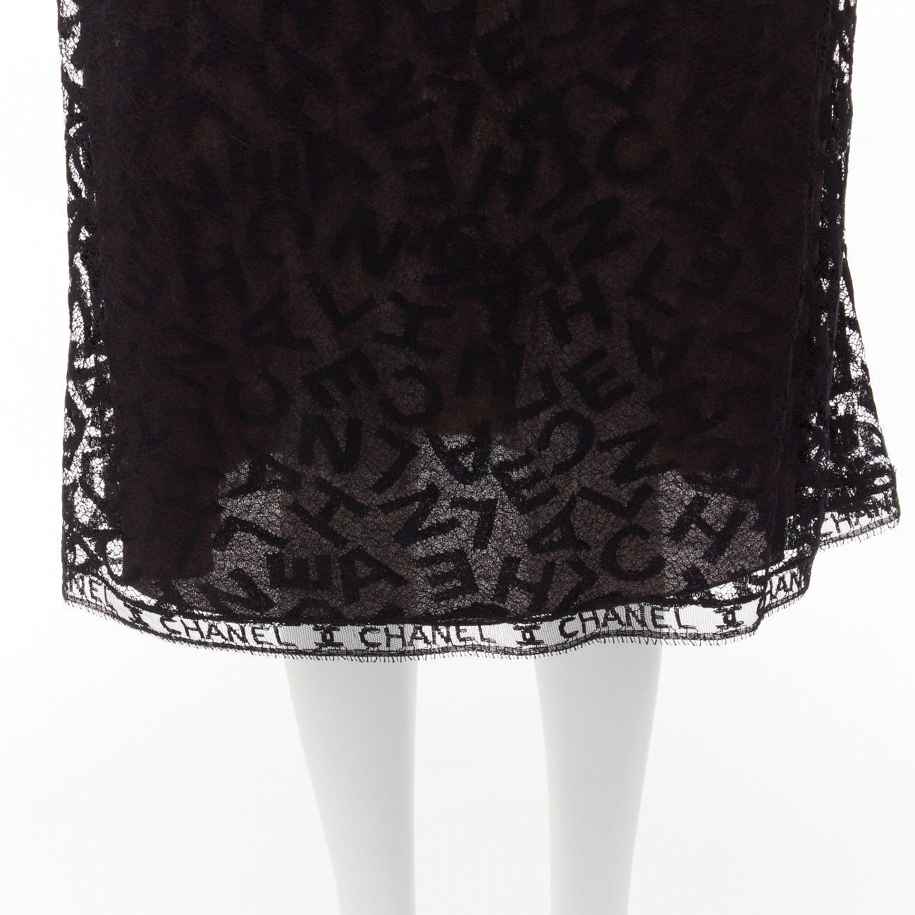 Chanel rare CHANEL 98A Karl Lagerfeld Runway Vintage black CC logo lace cami skirt set FR40 L Size M / US 6-8 / IT 42-44 - 10 Thumbnail