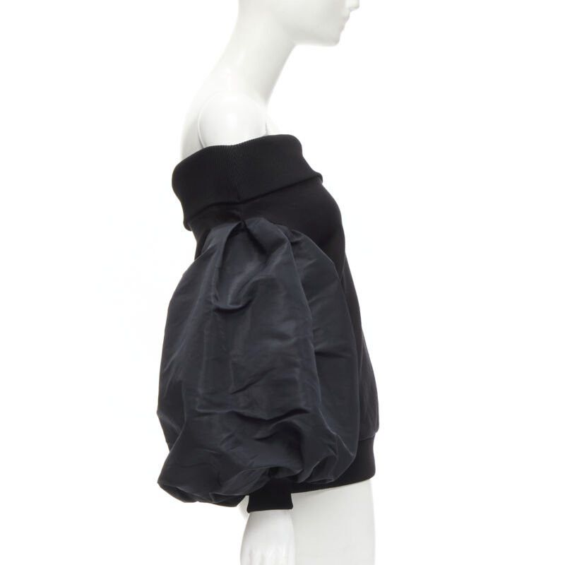 Alexander McQueen ALEXANDER MCQUEEN cotton black ultra puff sleeve off shoulder sweater IT36 XXS Size XS / US 0-2 / IT 36-38 - 4 Thumbnail