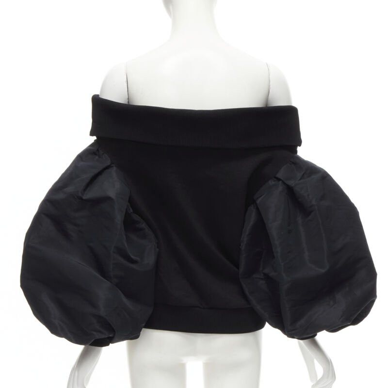 Alexander McQueen ALEXANDER MCQUEEN cotton black ultra puff sleeve off shoulder sweater IT36 XXS Size XS / US 0-2 / IT 36-38 - 5 Thumbnail