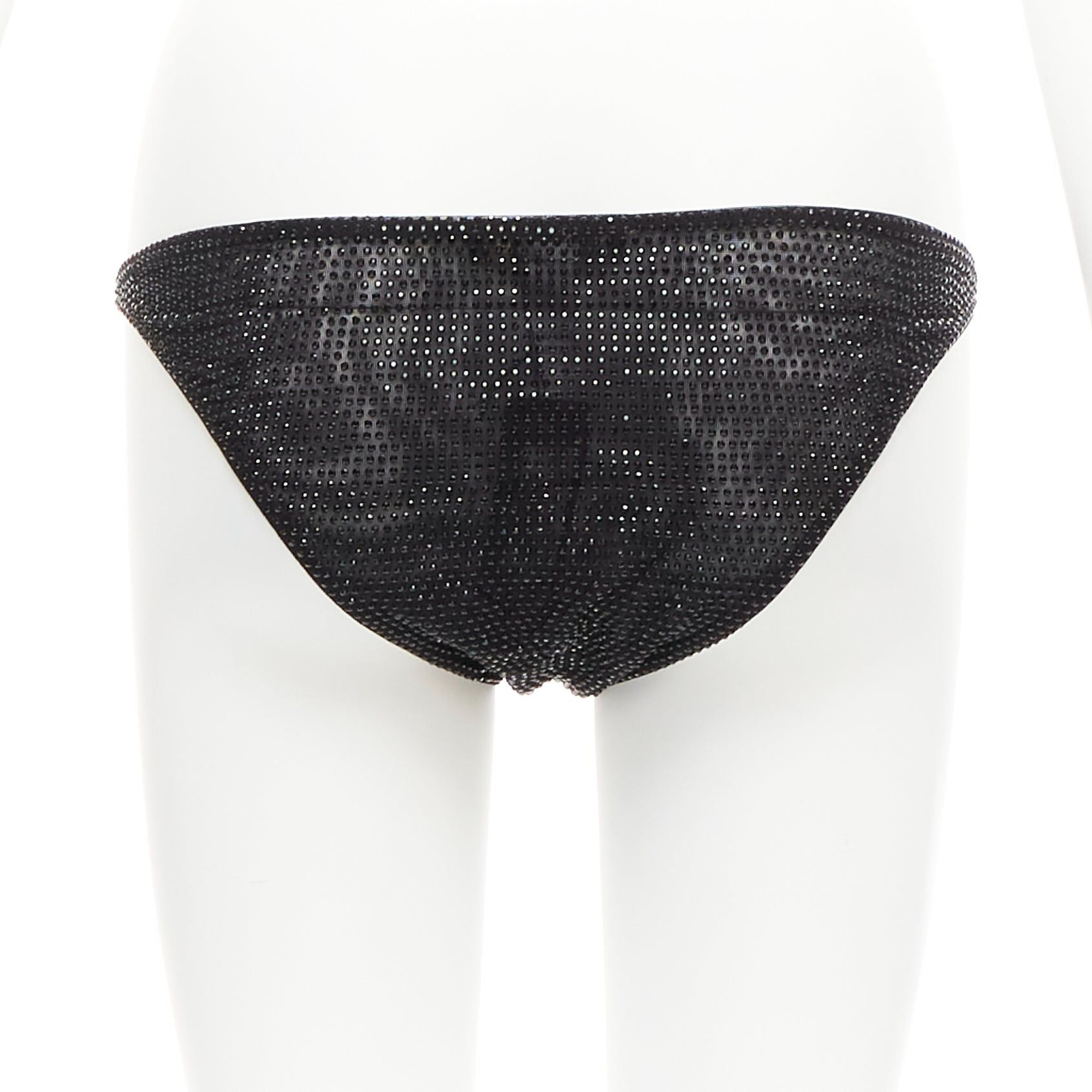 Versace new VERSACE 2019 black crystal embellished gold Medusa sheer bikini bottom Sz.1 S Size 27" / US 4 / IT 40 - 5 Thumbnail