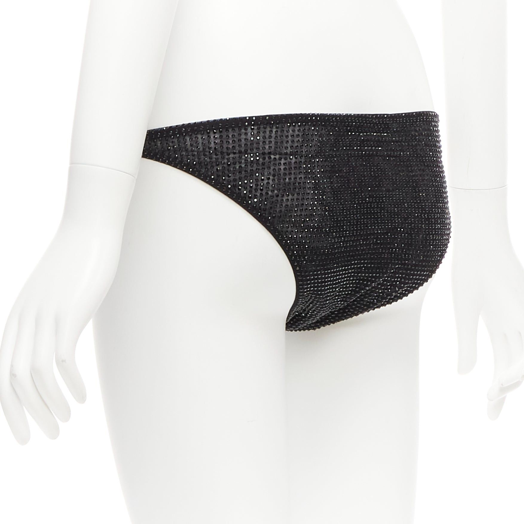 Versace new VERSACE 2019 black crystal embellished gold Medusa sheer bikini bottom Sz.1 S Size 27" / US 4 / IT 40 - 6 Thumbnail