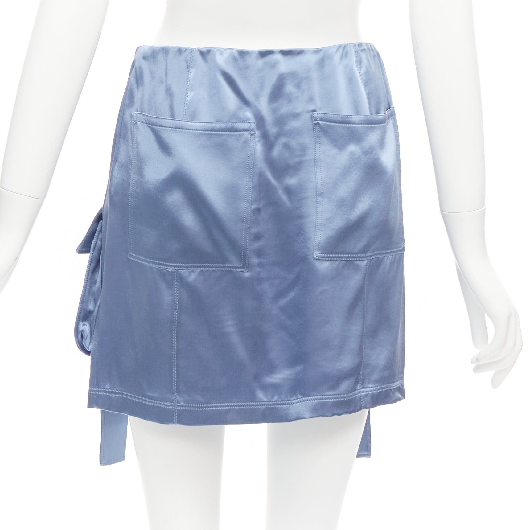 Fendi FENDI 2023 Runway Baguette blue satin FF buckle cargo pocket skirt IT38 XS Size 26" / US 2 / IT 38 - 5 Thumbnail