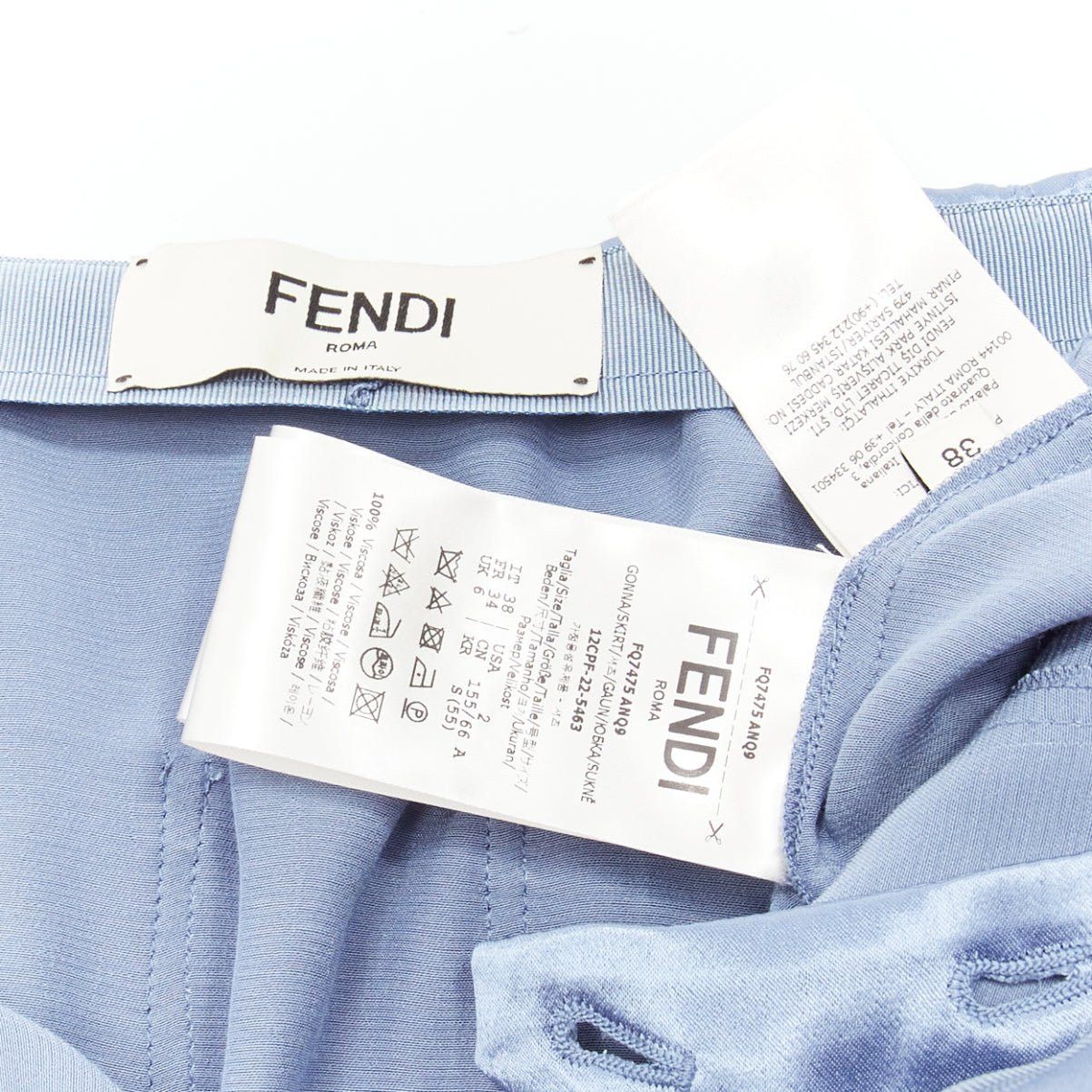 Fendi FENDI 2023 Runway Baguette blue satin FF buckle cargo pocket skirt IT38 XS Size 26" / US 2 / IT 38 - 8 Thumbnail