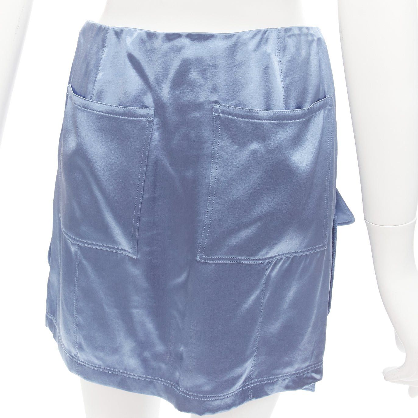 Fendi FENDI 2023 Runway Baguette blue satin FF buckle cargo pocket skirt IT38 XS Size 26" / US 2 / IT 38 - 7 Thumbnail
