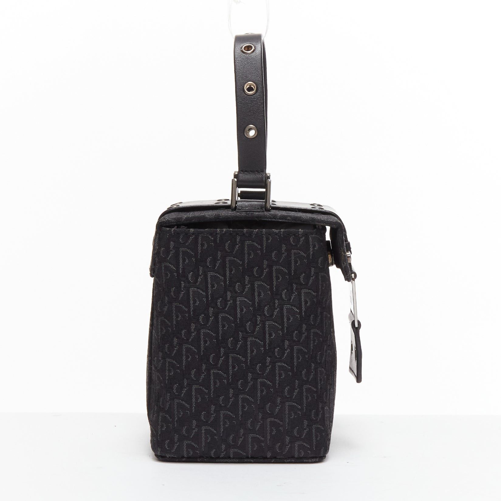 Dior CHRISTIAN DIOR Vintage John Galliano black trotter Street Chic canvas leather box bag Size ONE SIZE - 4 Thumbnail
