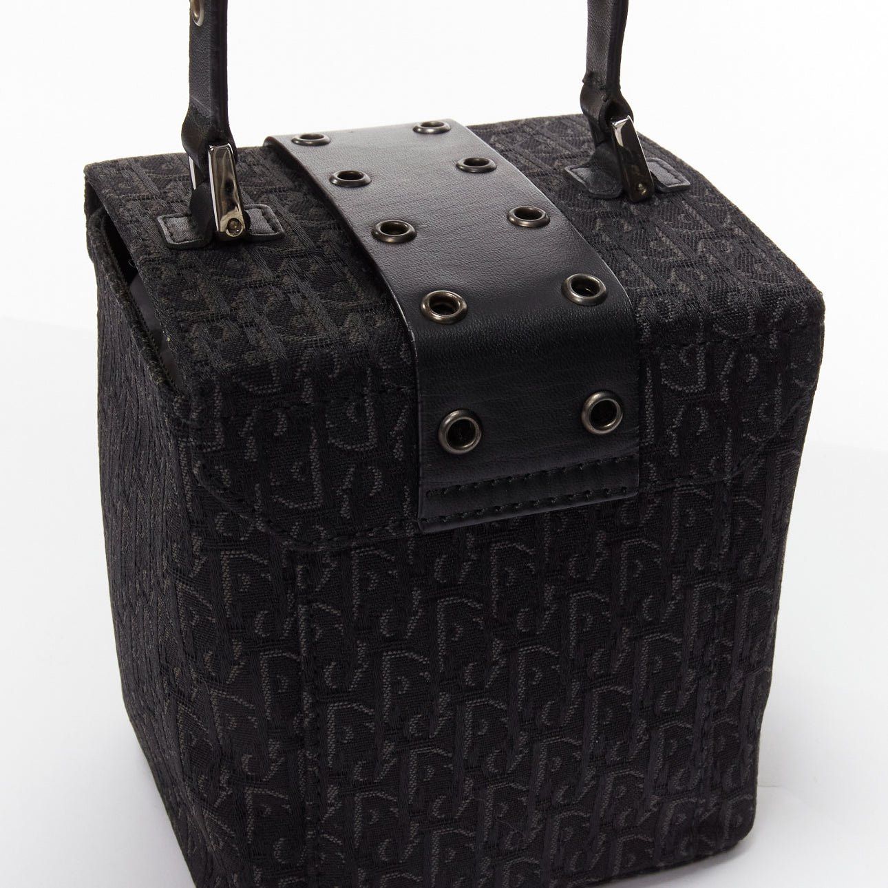 Dior CHRISTIAN DIOR Vintage John Galliano black trotter Street Chic canvas leather box bag Size ONE SIZE - 8 Thumbnail