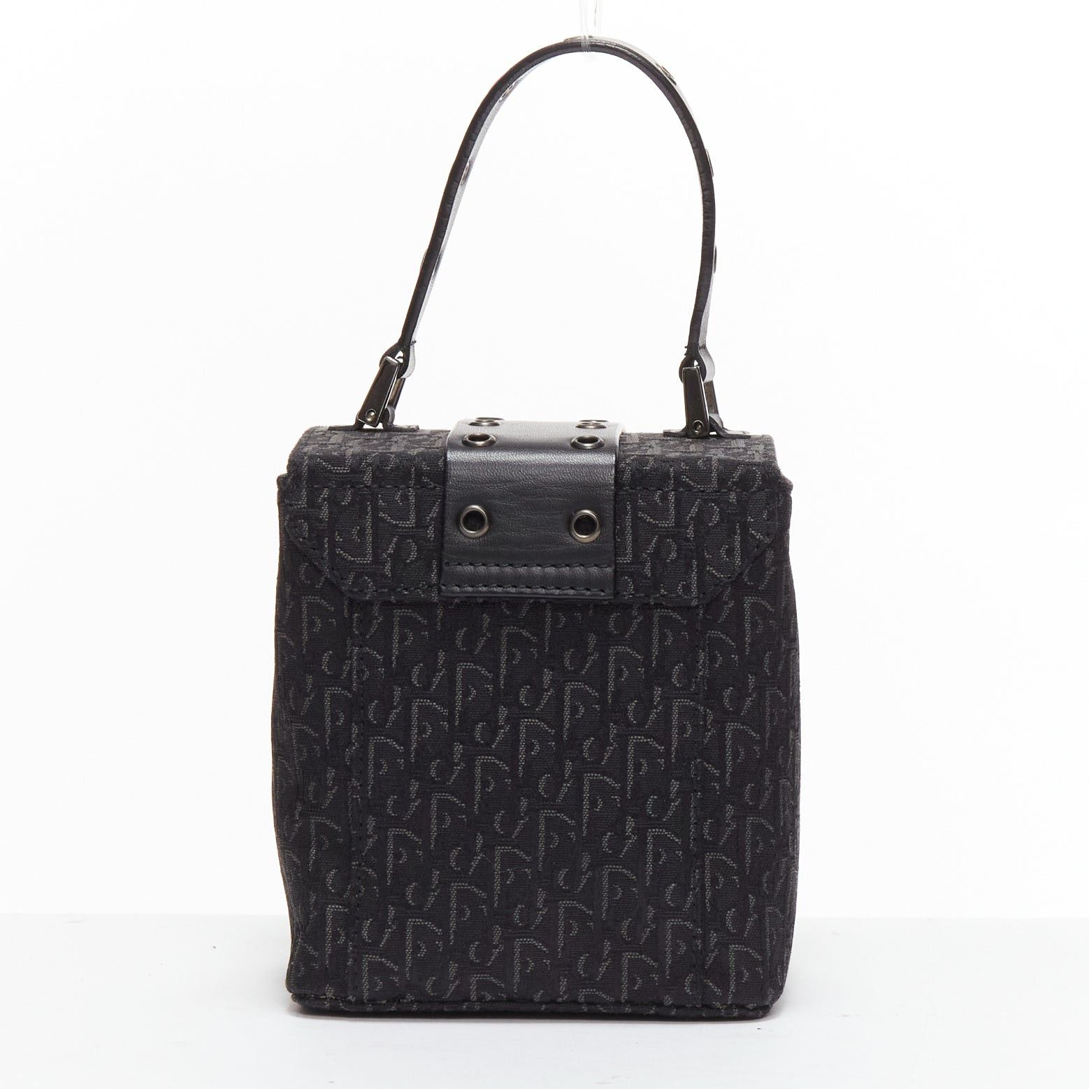 Dior CHRISTIAN DIOR Vintage John Galliano black trotter Street Chic canvas leather box bag Size ONE SIZE - 5 Thumbnail
