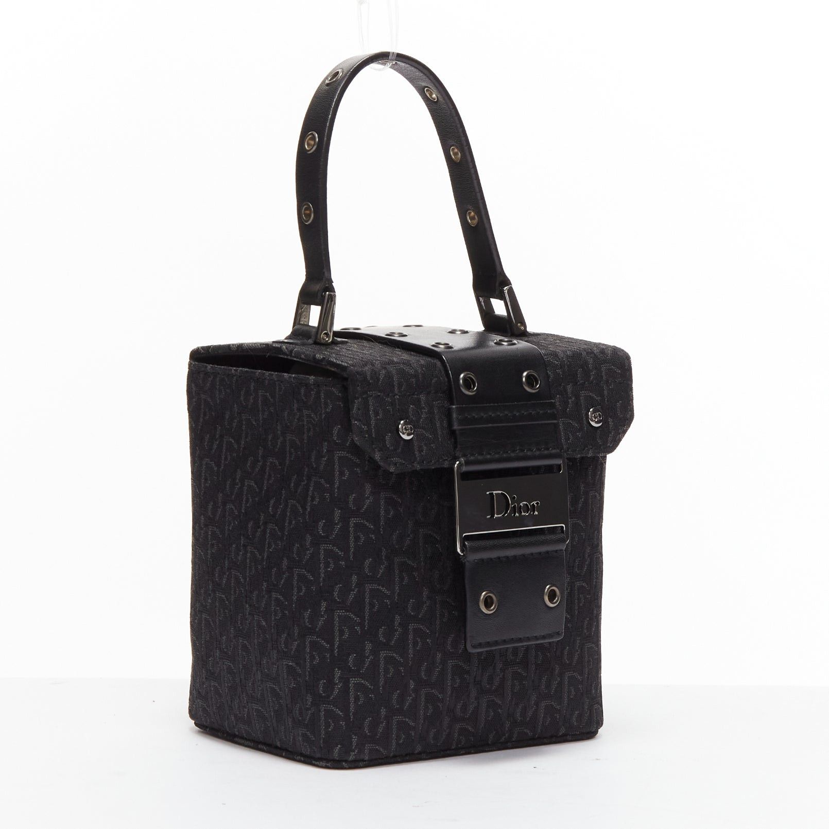 Dior CHRISTIAN DIOR Vintage John Galliano black trotter Street Chic canvas leather box bag Size ONE SIZE - 3 Thumbnail