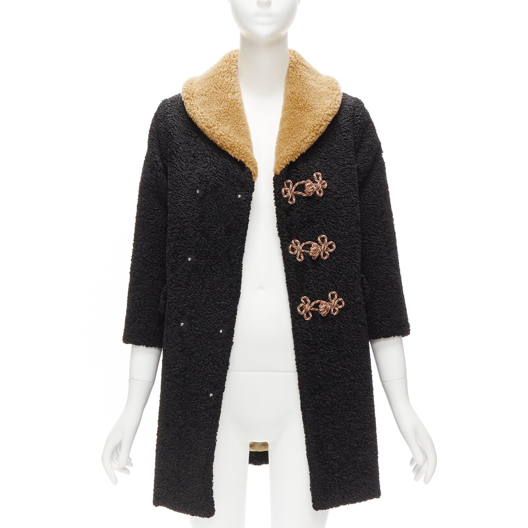 Gucci GUCCI KIDS black beige anchor knots faux shearling Teddy coat 8Y Size XS / US 0-2 / IT 36-38 - 3 Thumbnail
