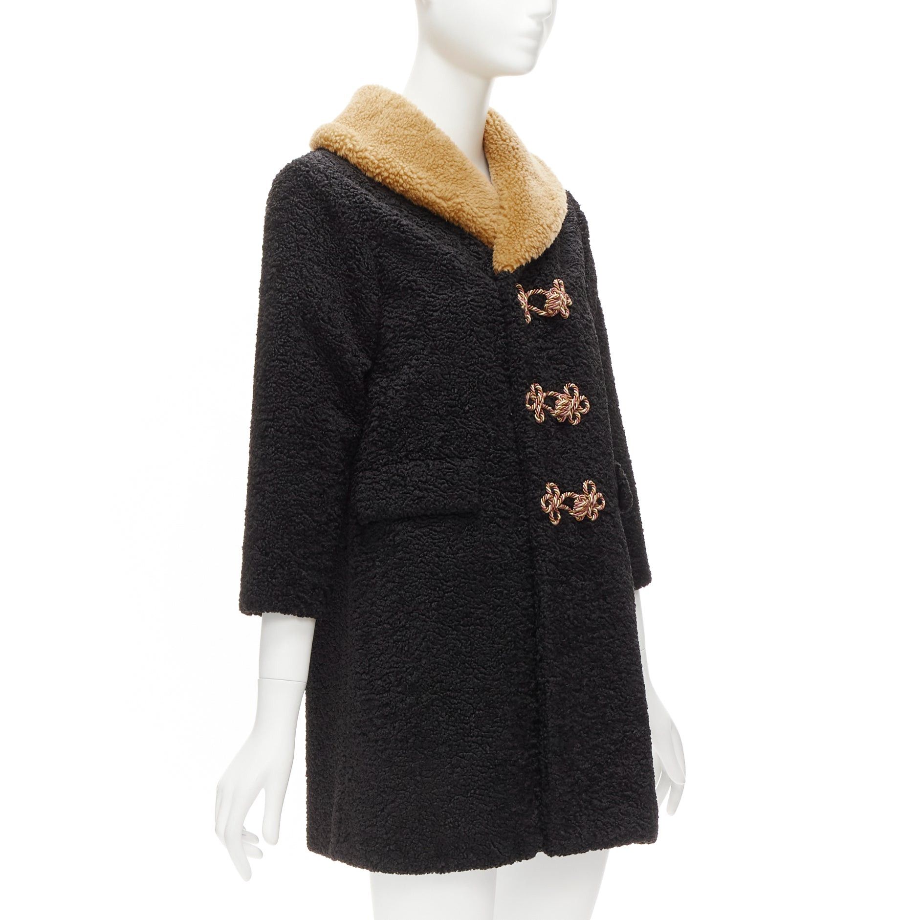 Gucci GUCCI KIDS black beige anchor knots faux shearling Teddy coat 8Y Size XS / US 0-2 / IT 36-38 - 4 Thumbnail