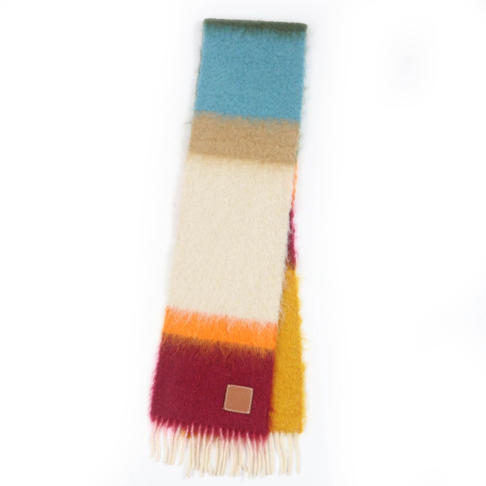 Loewe Loewe Loewe Monogram Leather Patch Fringe Mohair Scarf Others Scarf DUTY FREE for USA Size ONE SIZE - 3 Thumbnail