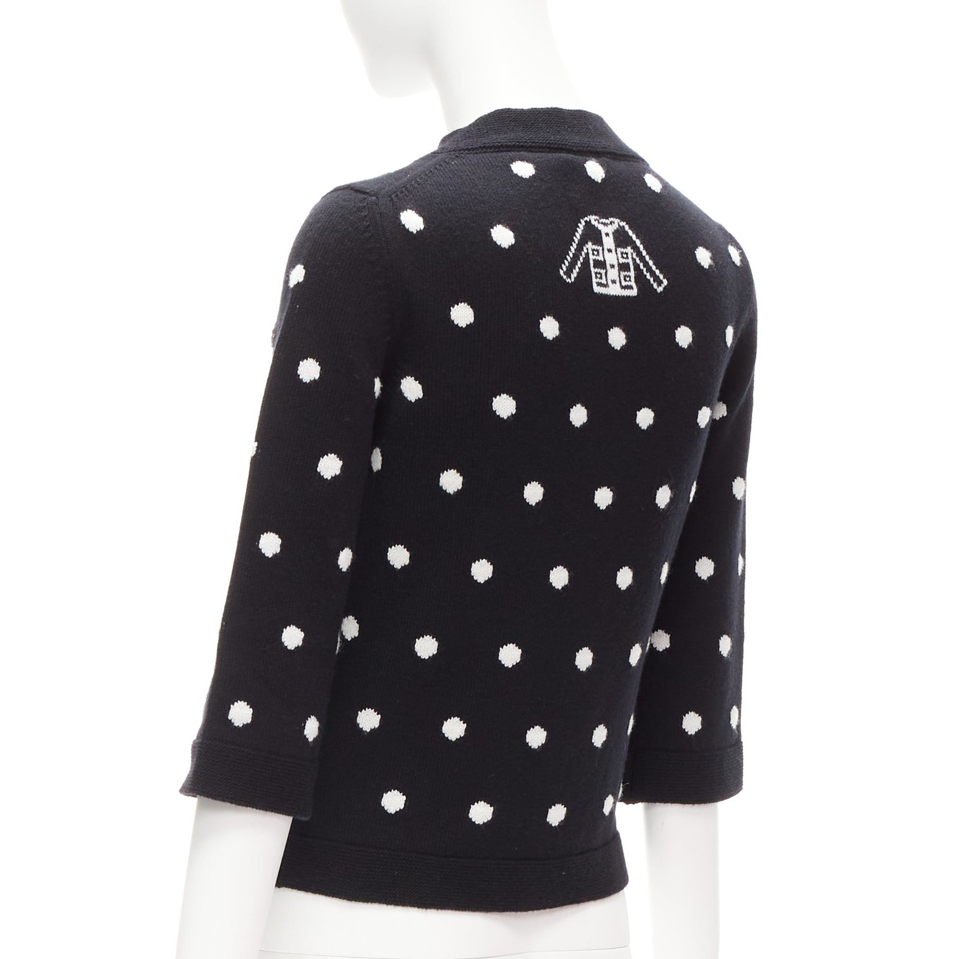 Chanel CHANEL 08A 100% cashmere silver embellished black polka dot cardigan FR34 XS Size XS / US 0-2 / IT 36-38 - 6 Thumbnail