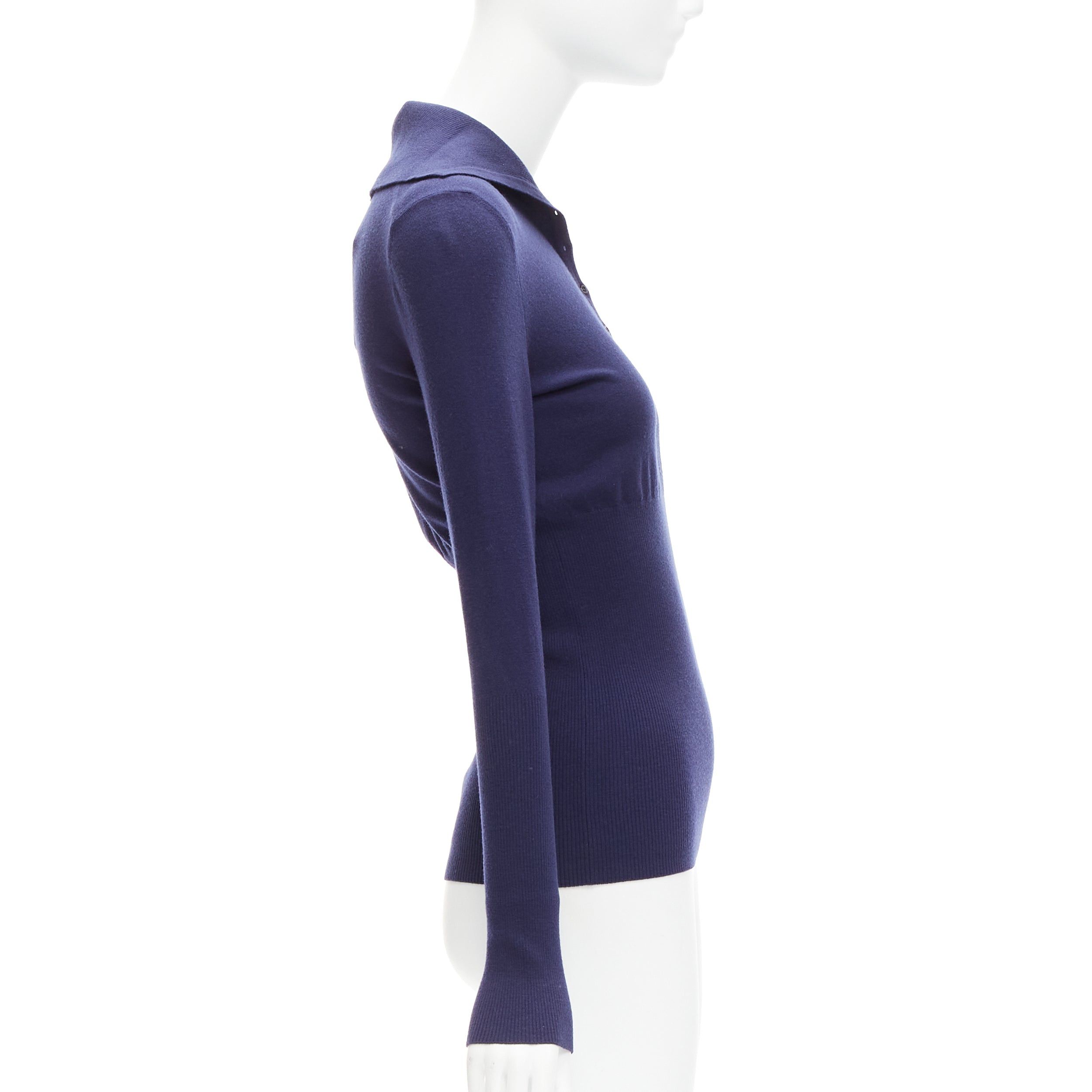 Alaia new ALAIA navy blue wool blend button turtleneck sweater top FR40 L Size M / US 6-8 / IT 42-44 - 4 Thumbnail