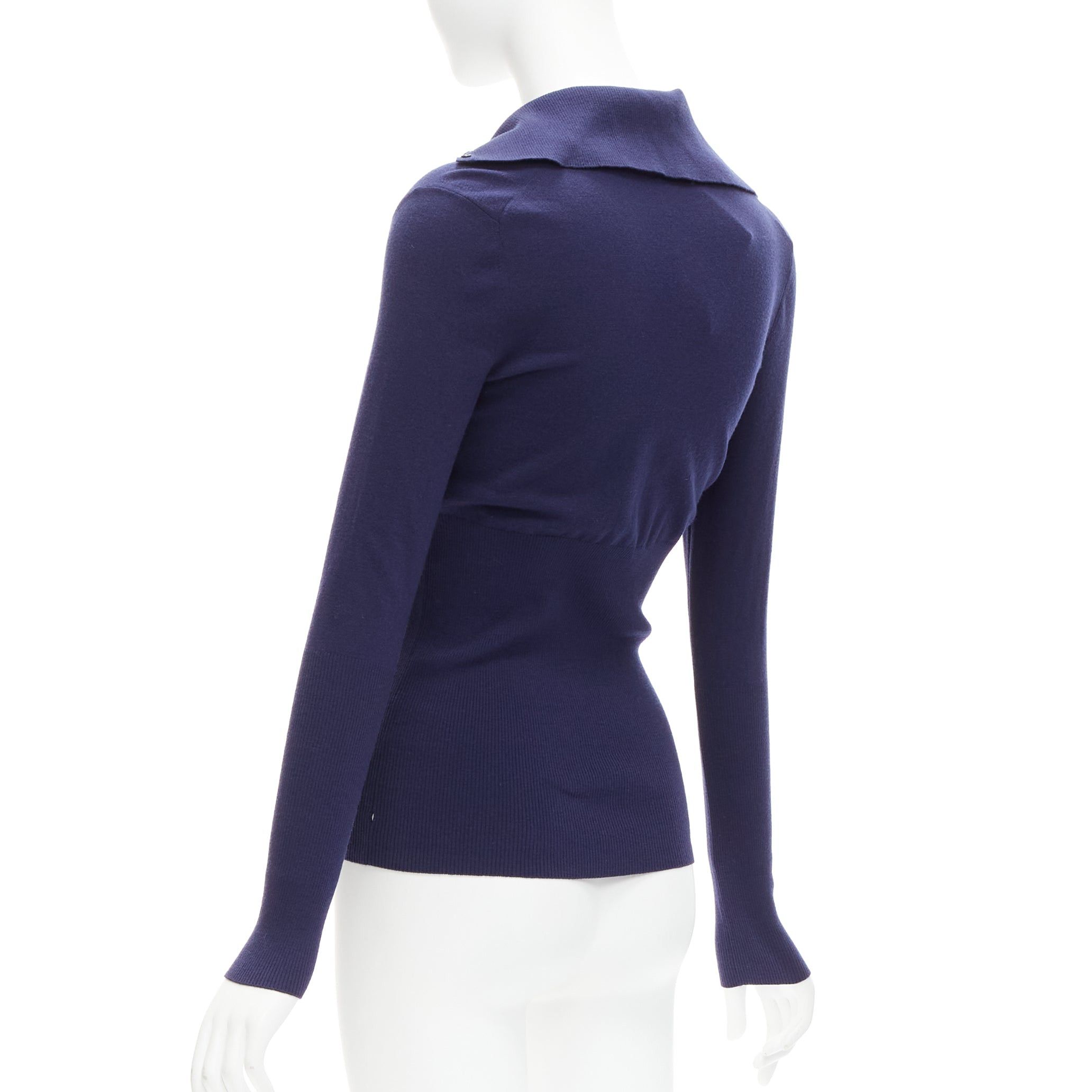 Alaia new ALAIA navy blue wool blend button turtleneck sweater top FR40 L Size M / US 6-8 / IT 42-44 - 6 Thumbnail