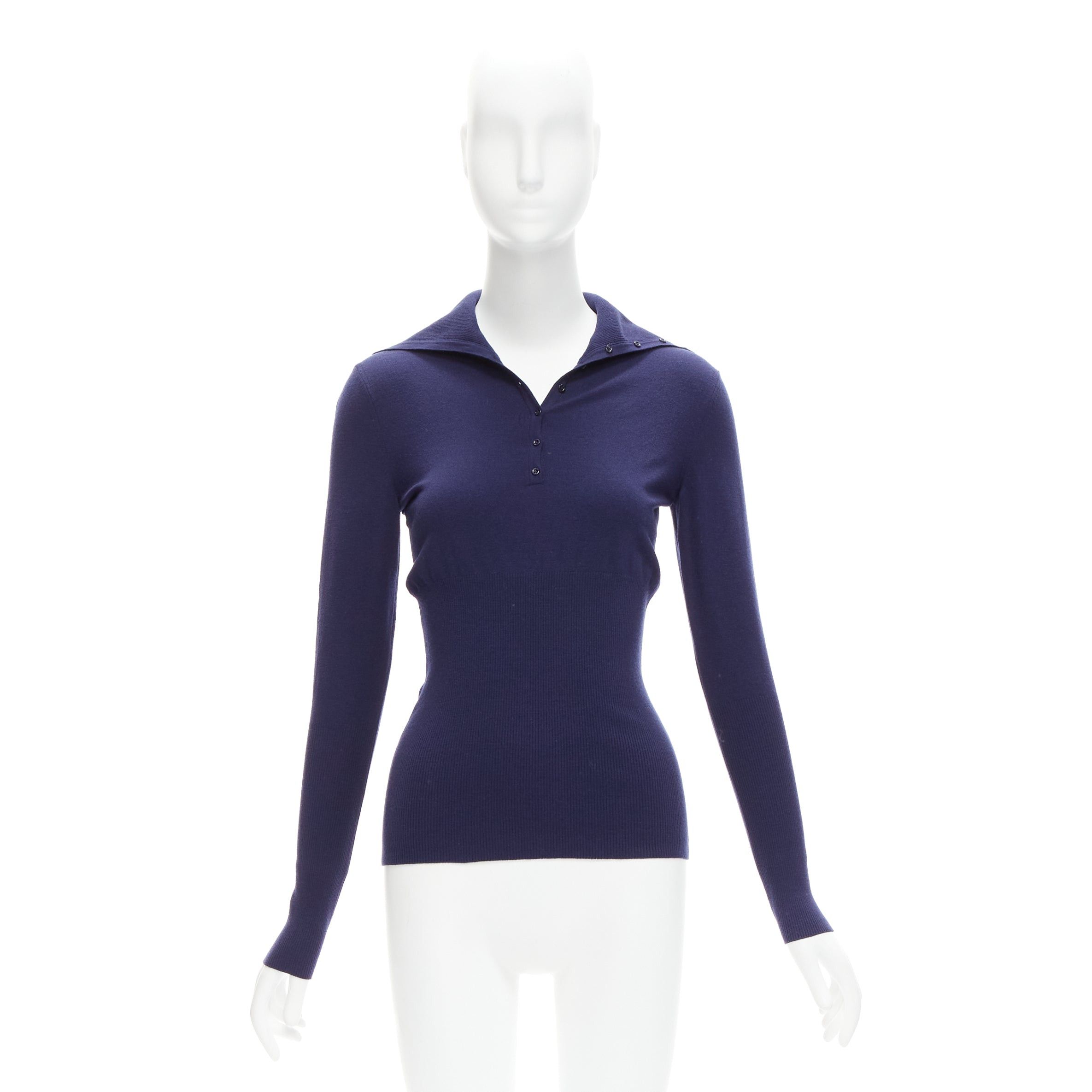 Alaia new ALAIA navy blue wool blend button turtleneck sweater top FR40 L Size M / US 6-8 / IT 42-44 - 9 Thumbnail