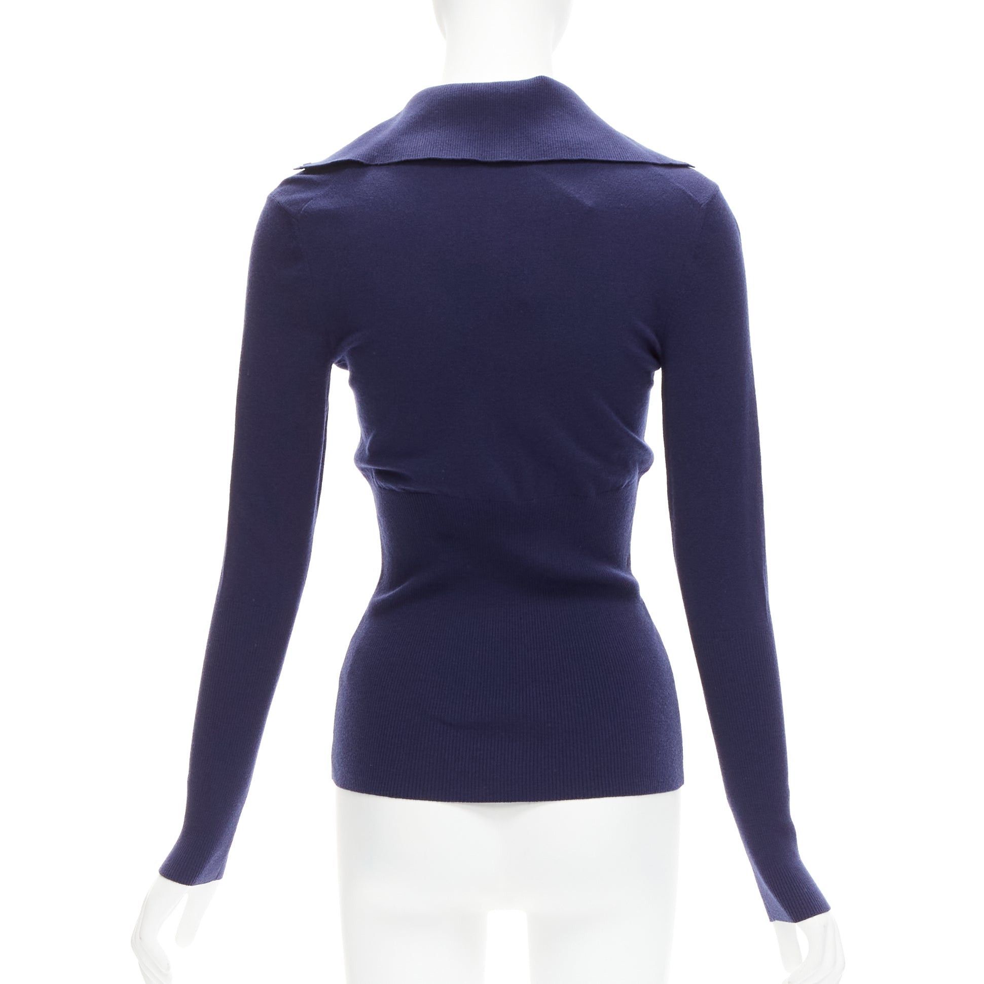 Alaia new ALAIA navy blue wool blend button turtleneck sweater top FR40 L Size M / US 6-8 / IT 42-44 - 5 Thumbnail